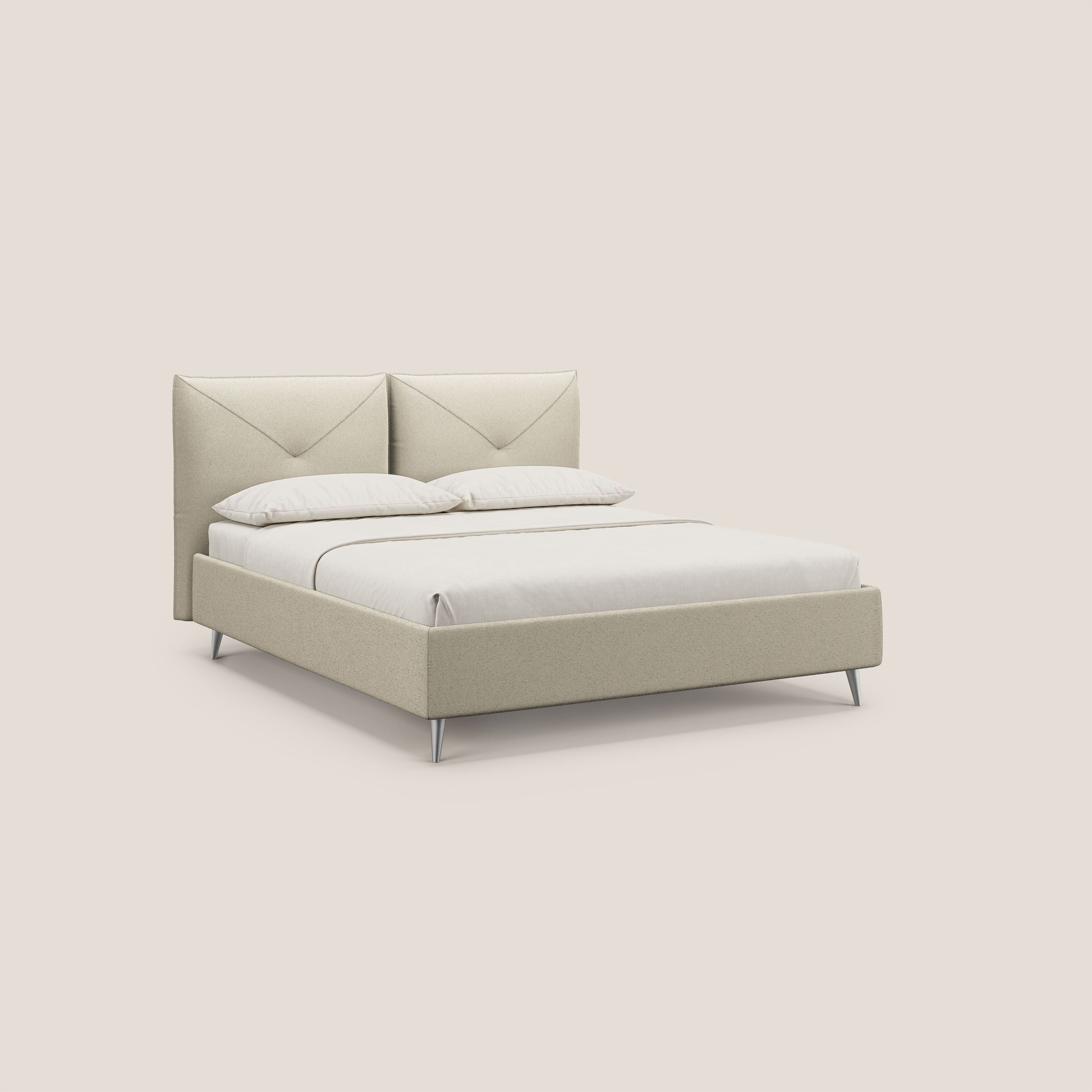 Adone lit coffre rembourré à double panneau en bouclette imperméable T07 beige