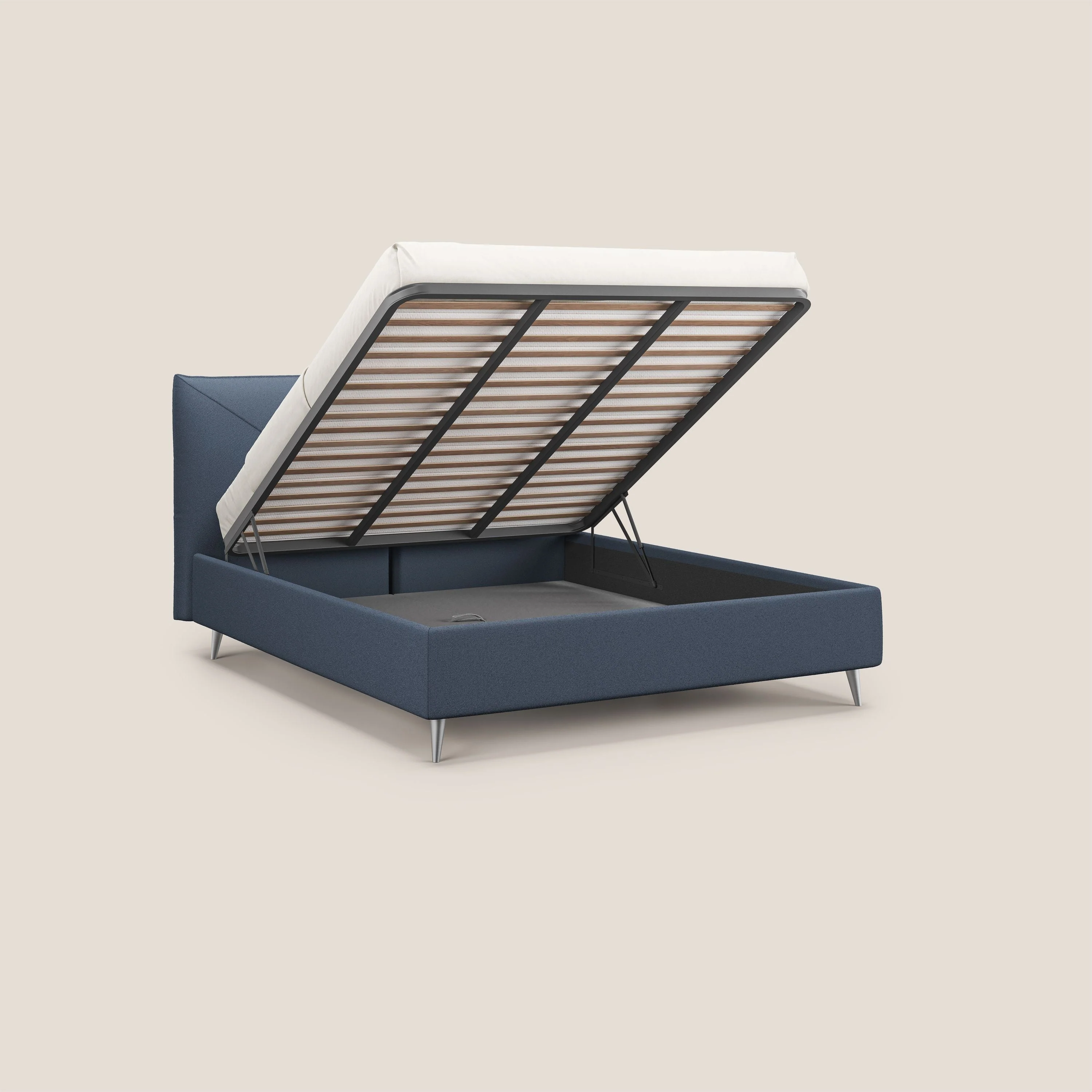 Adone lit coffre rembourré à double panneau en bouclette imperméable T07 bleu - Image 2