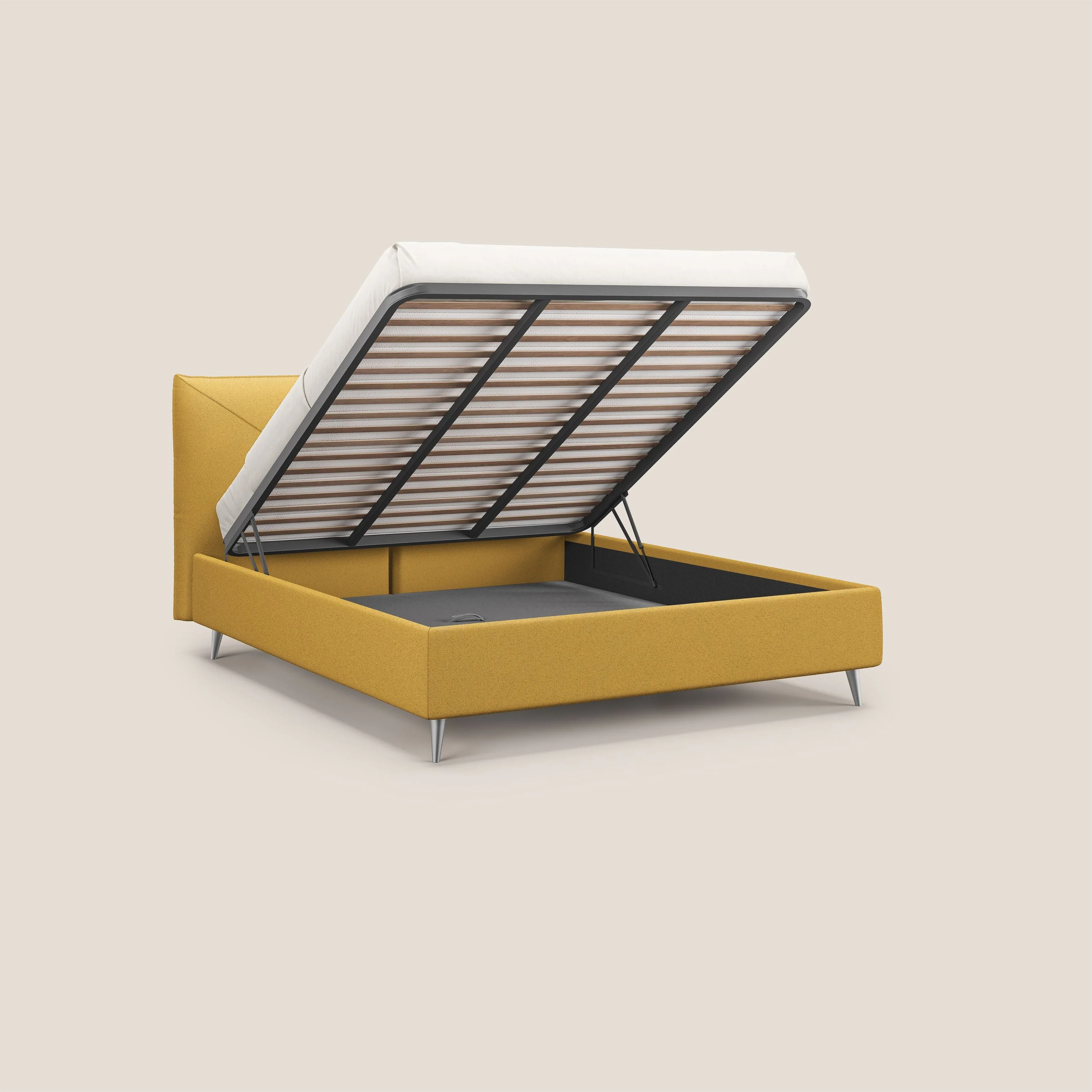 Adone lit coffre rembourré à double panneau en bouclette imperméable T07 jaune - Image 2