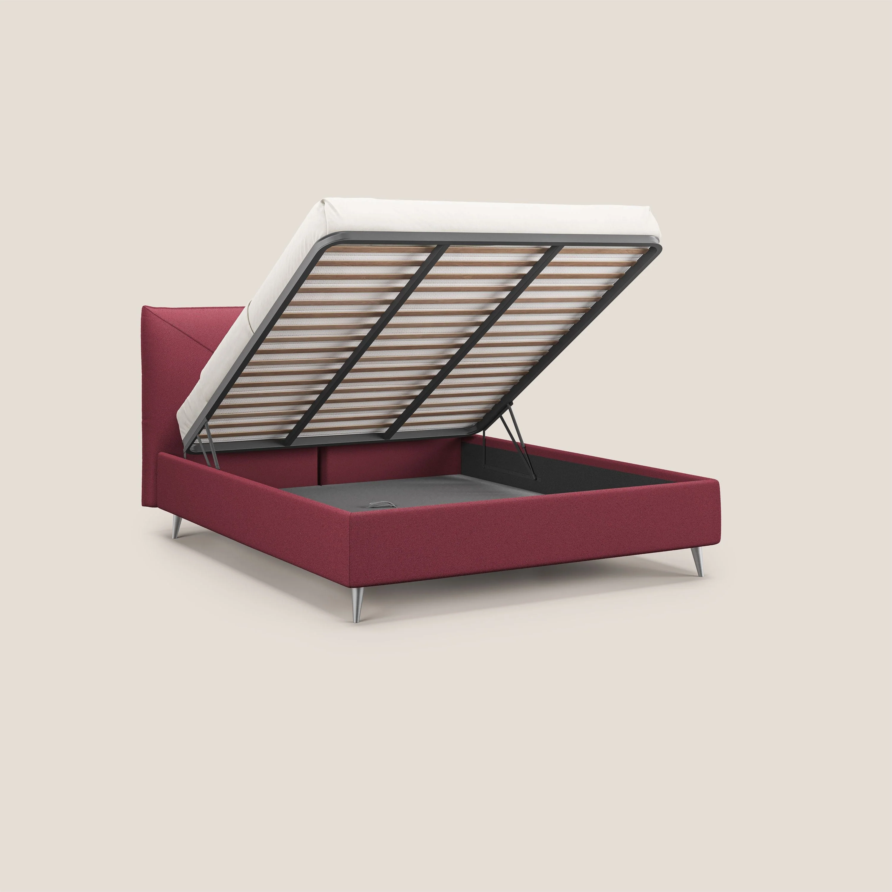 Adone lit coffre rembourré à double panneau en bouclette imperméable T07 rouge - Image 2