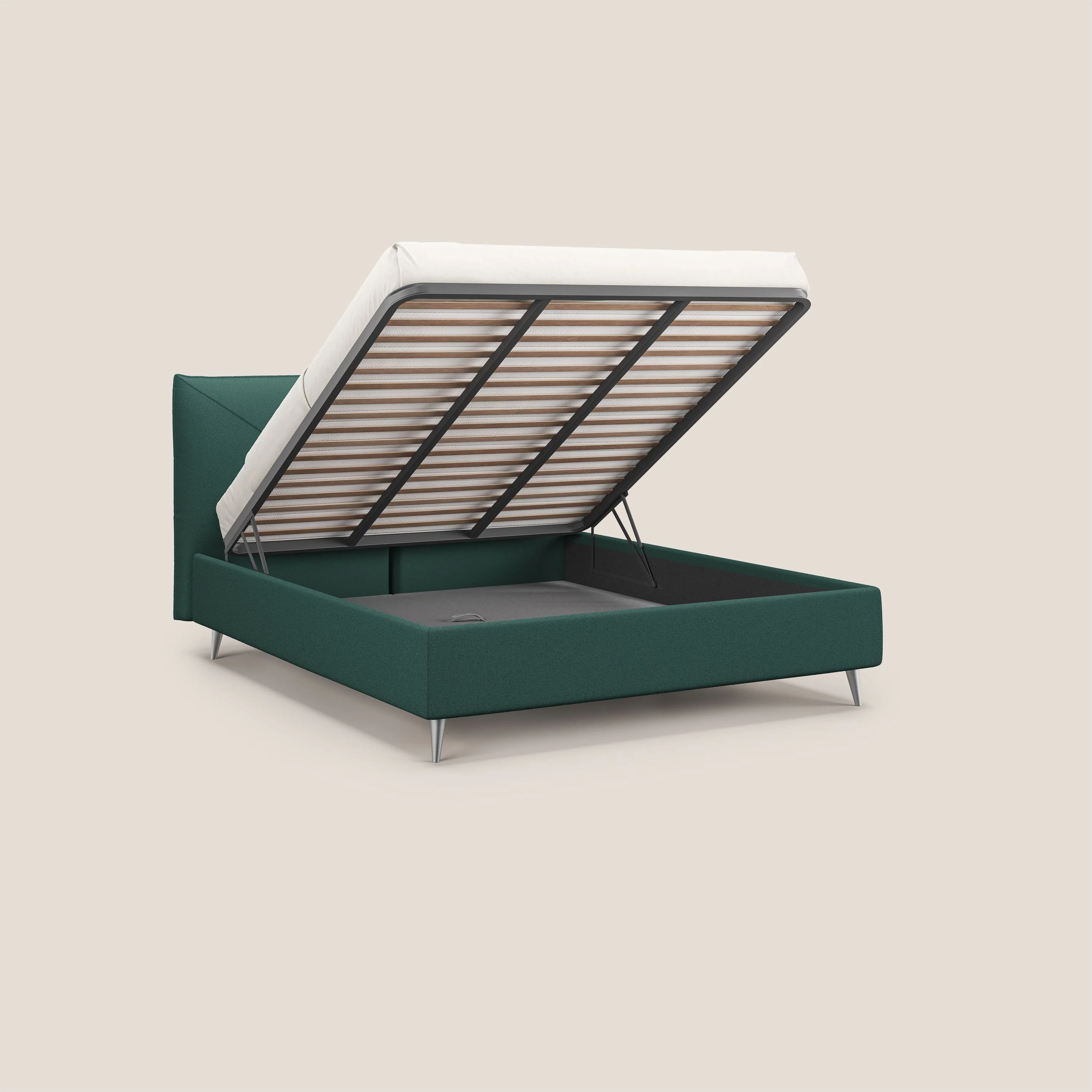 Adone lit coffre rembourré à double panneau en bouclette imperméable T07 vert - Image 2