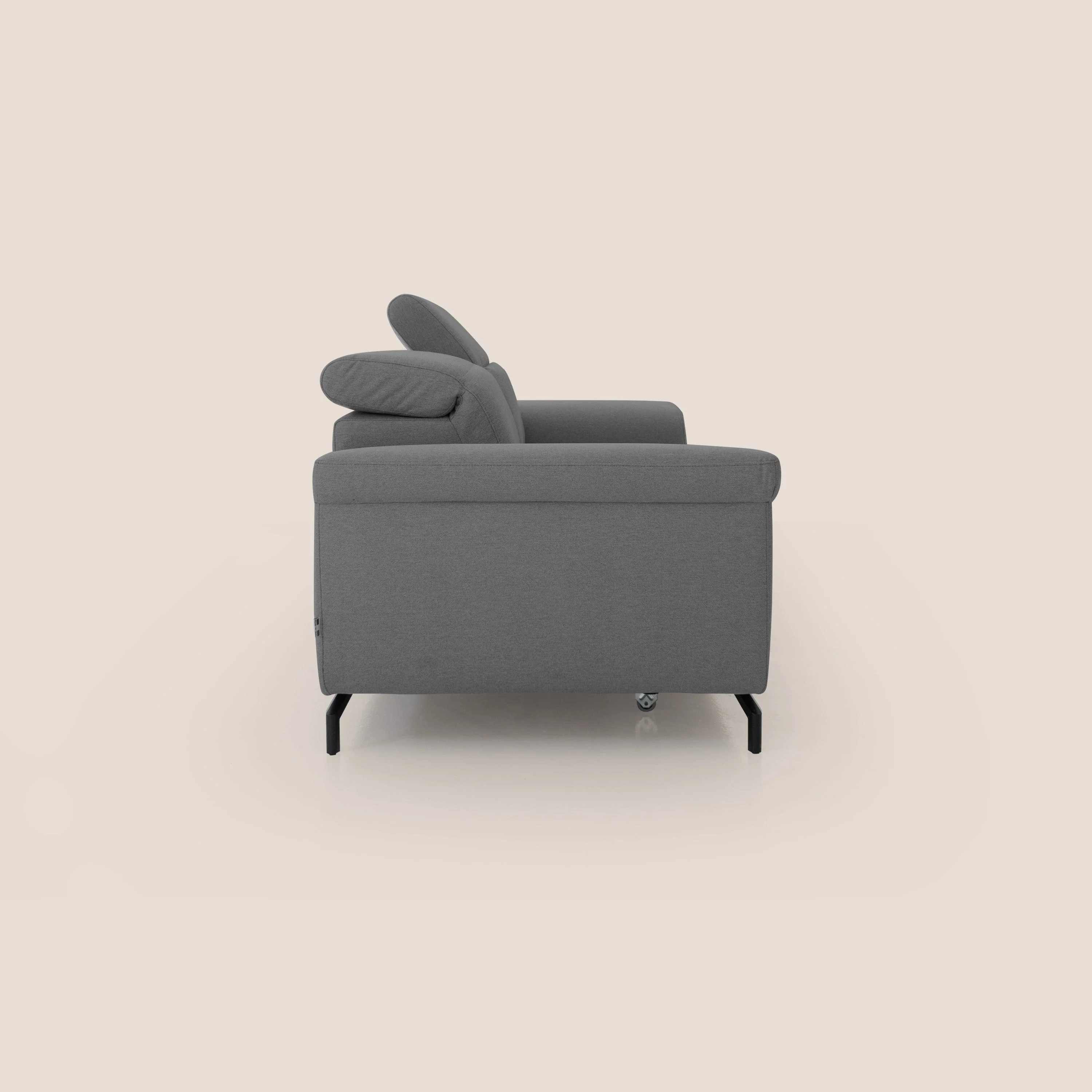 Aisha canapé avec repose-pieds extractible pieds hauts et têtières réglables en tissu détachable T05 anthracite - Image 8