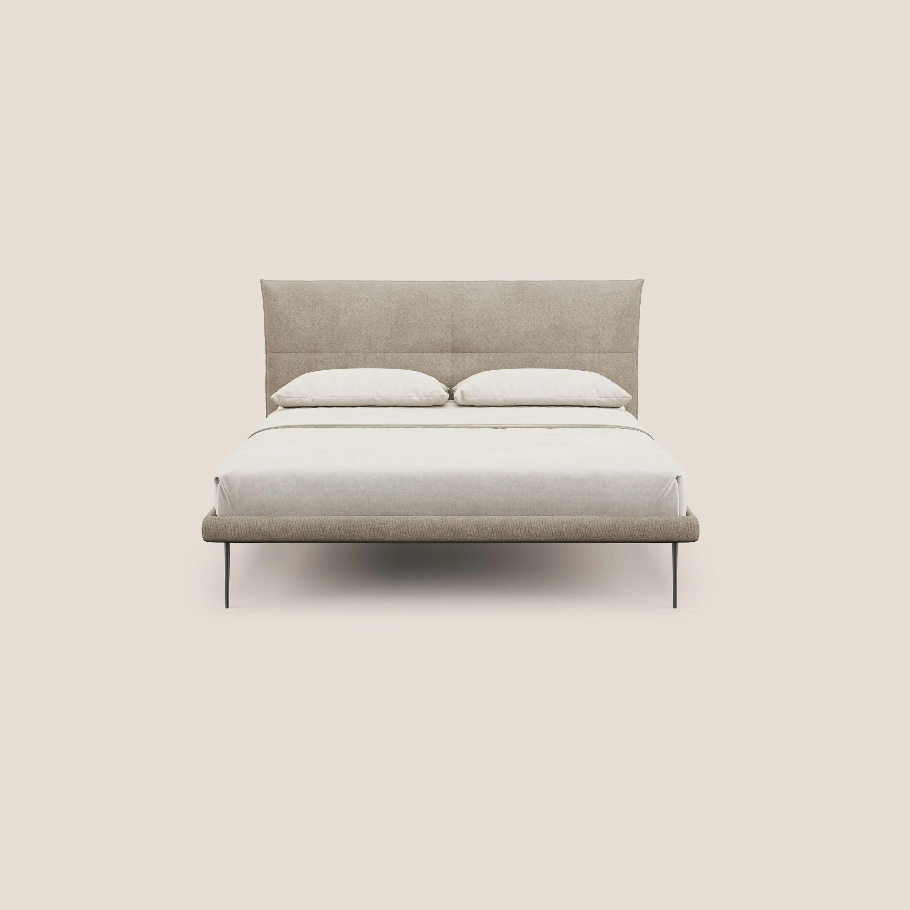 Akiko lit rembourré avec pieds hauts en métal en tissu imperméable T02 beige - Image 2