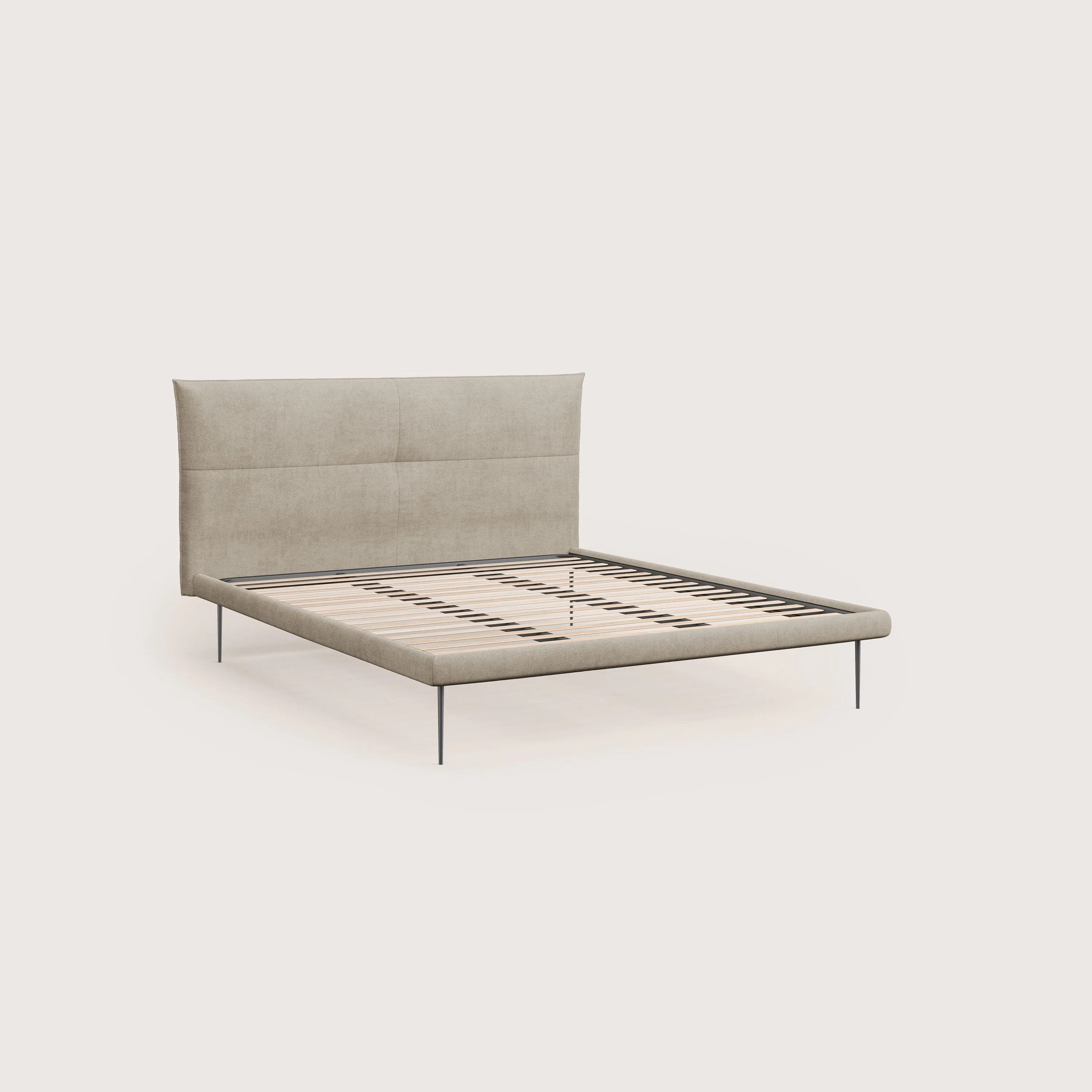 Akiko lit rembourré avec pieds hauts en métal en tissu imperméable T02 beige - Image 7
