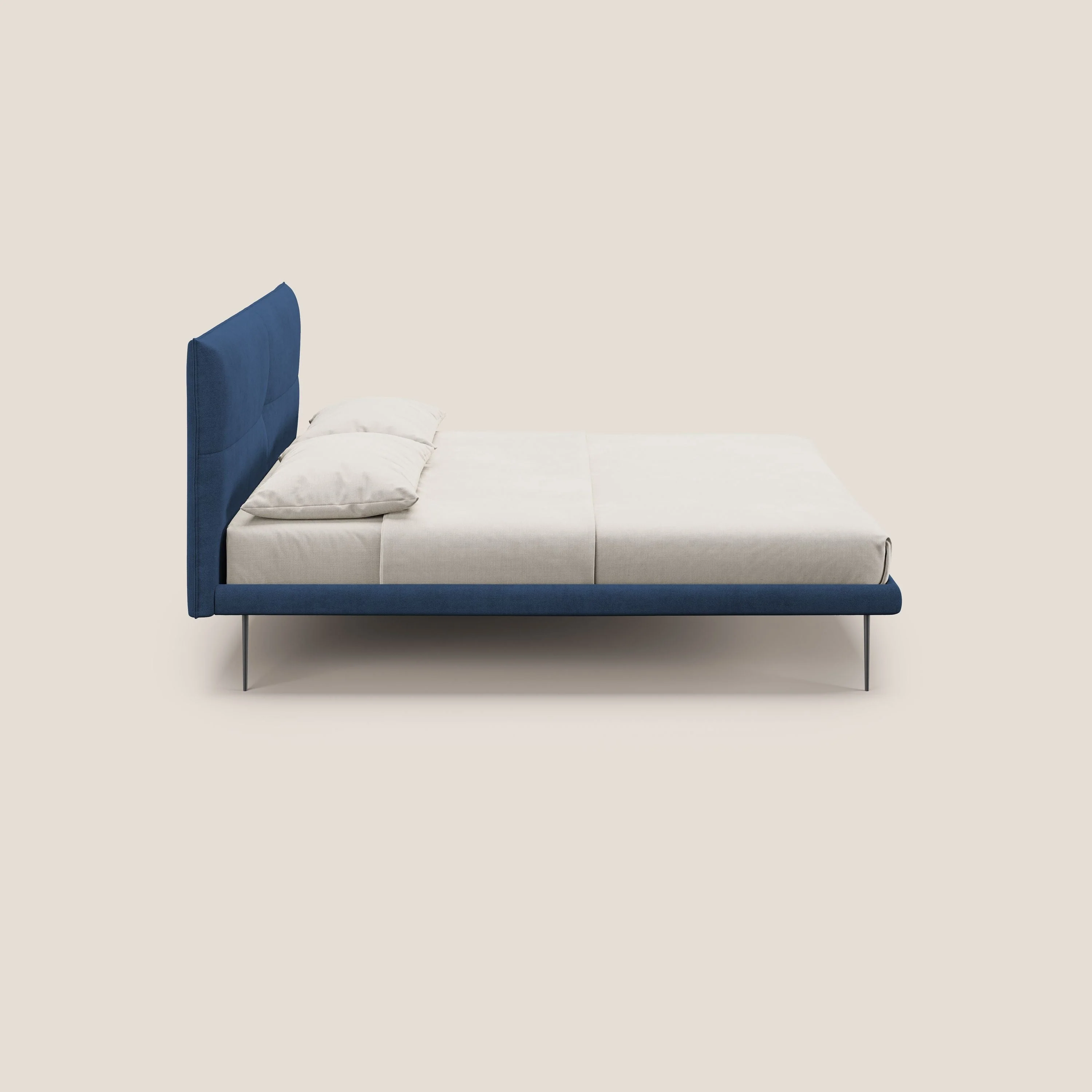 Akiko lit rembourré avec pieds hauts en métal en tissu imperméable T02 bleu - Image 3