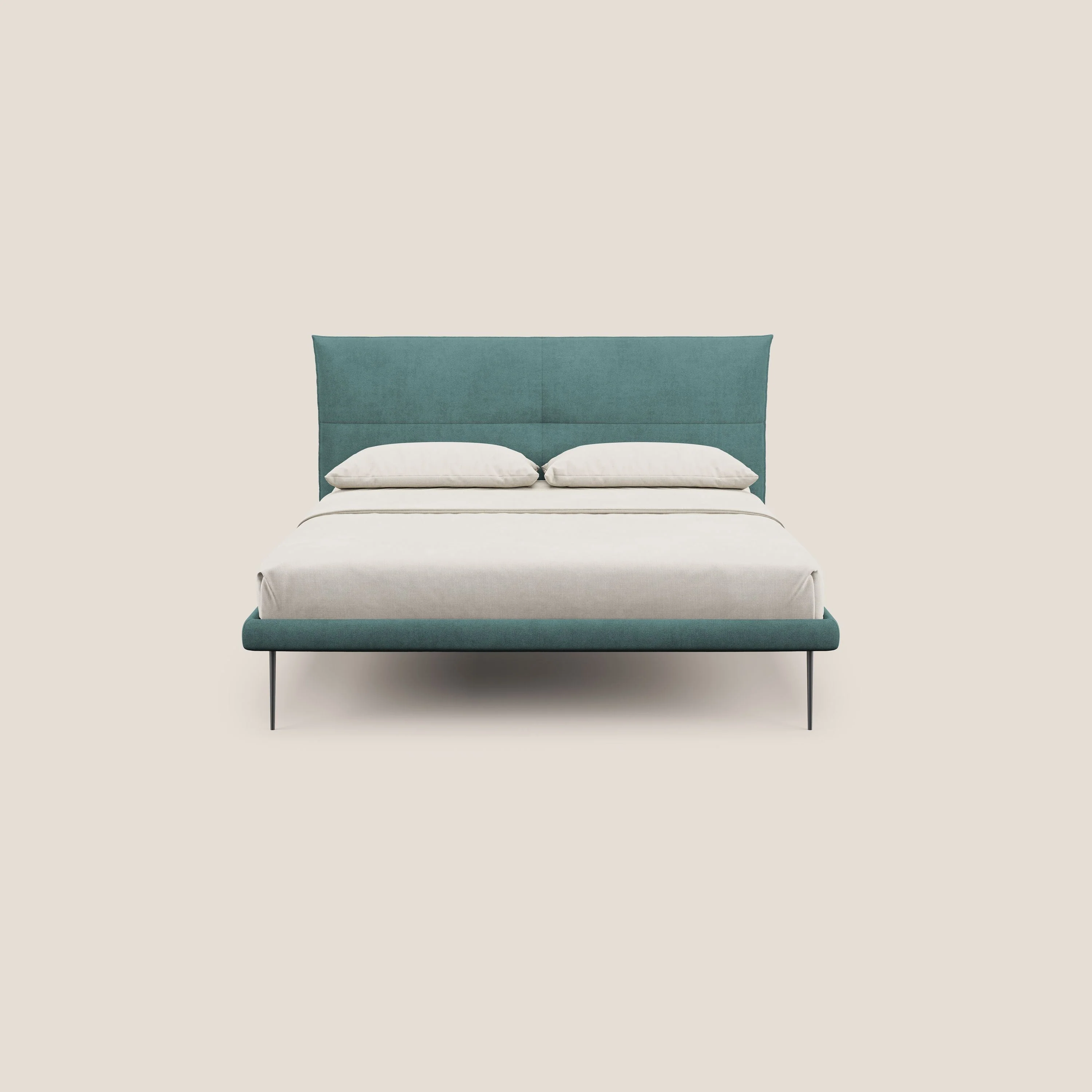 Akiko lit rembourré avec pieds hauts en métal en tissu imperméable T02 bleu canard - Image 2