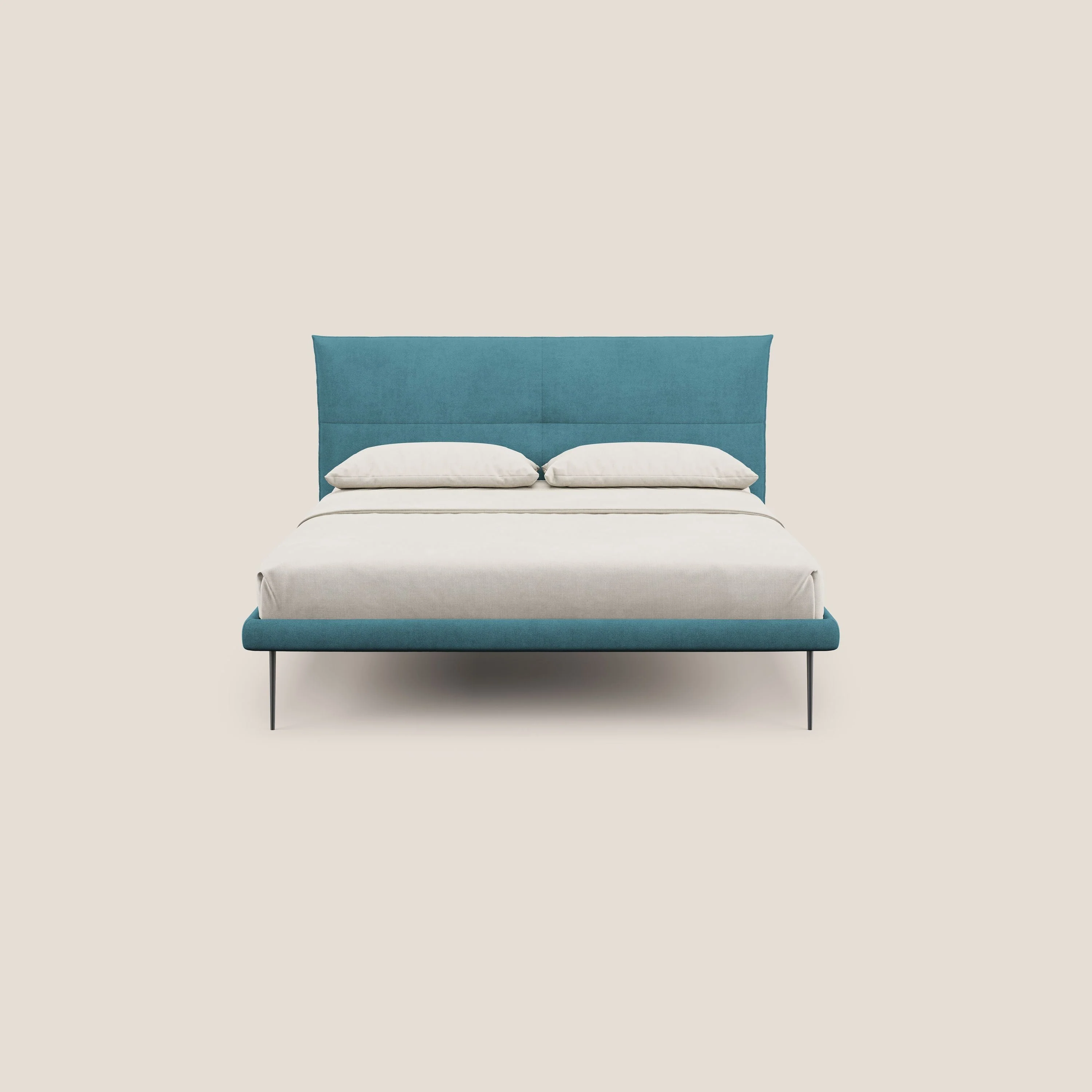 Akiko lit rembourré avec pieds hauts en métal en tissu imperméable T02 bleu clair - Image 2