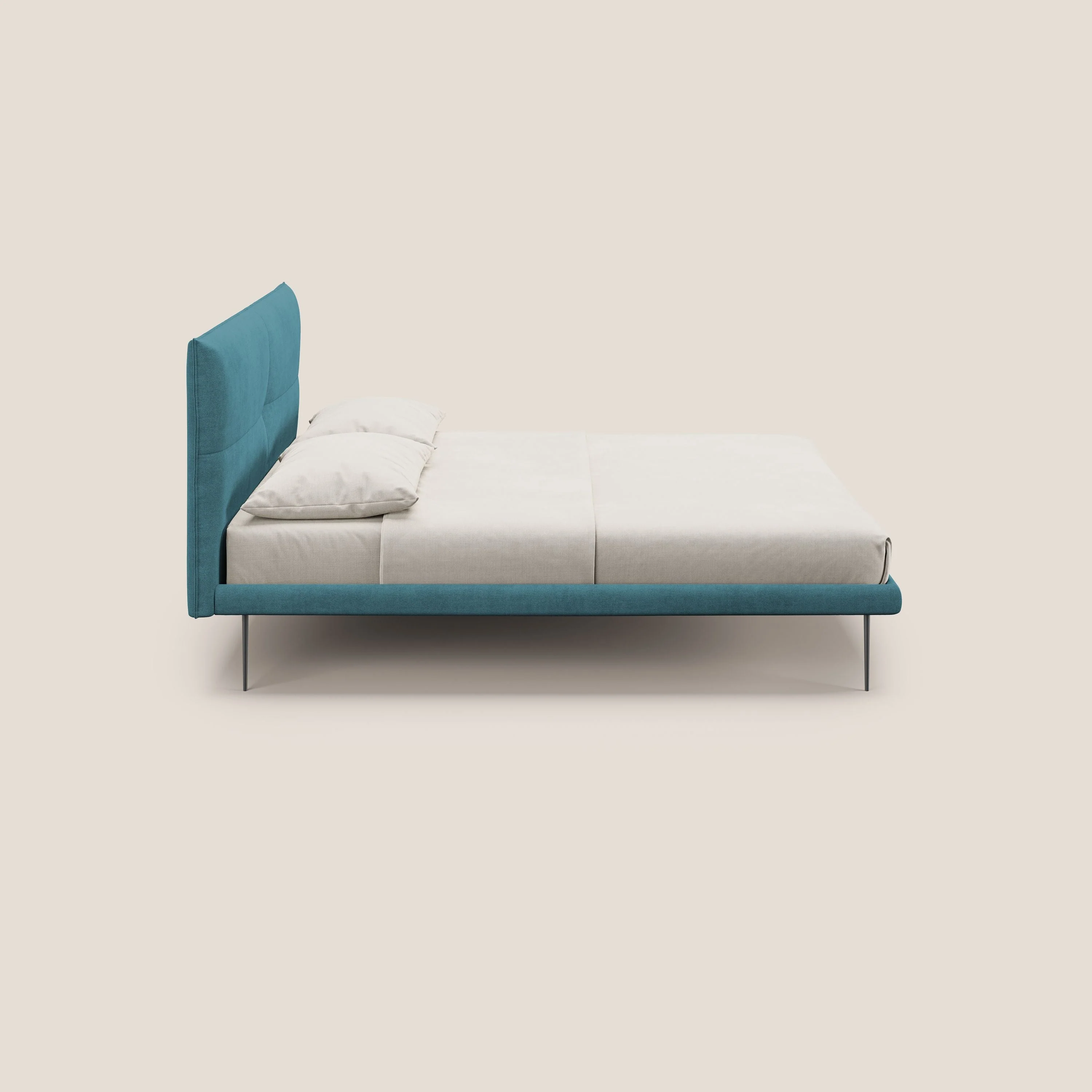 Akiko lit rembourré avec pieds hauts en métal en tissu imperméable T02 bleu clair - Image 3