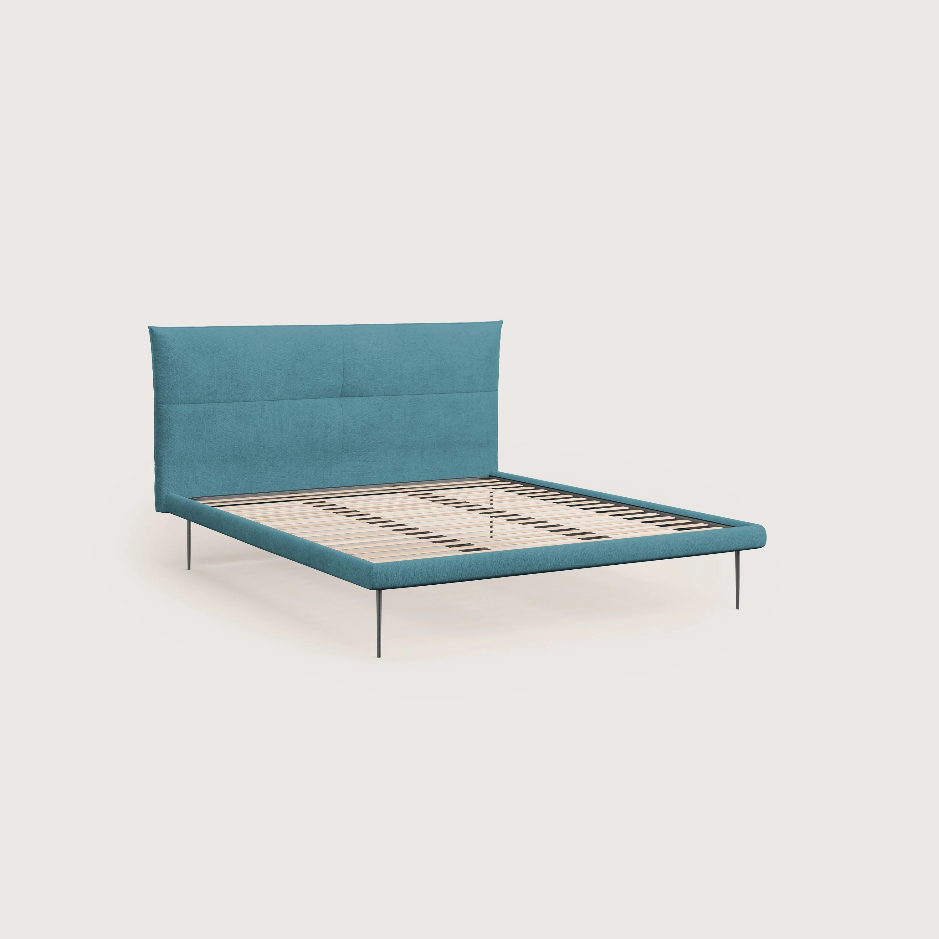 Akiko lit rembourré avec pieds hauts en métal en tissu imperméable T02 bleu clair - Image 7