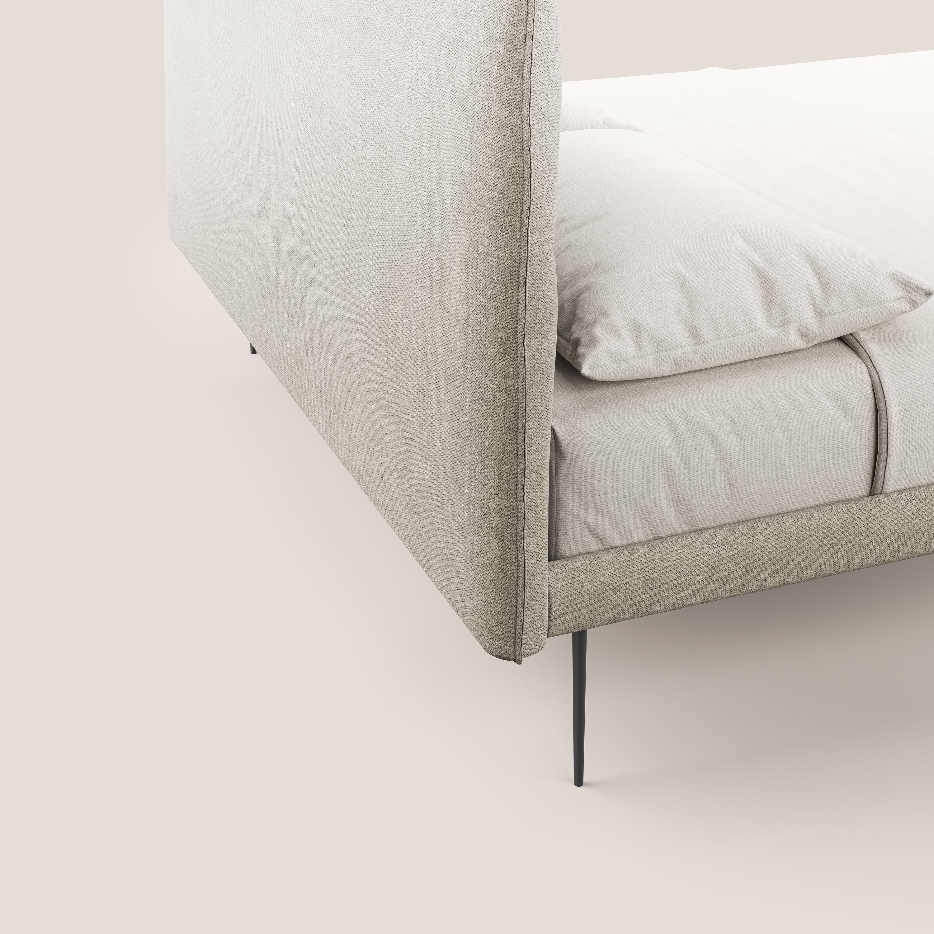 Akiko lit rembourré avec pieds hauts en métal en tissu imperméable T02 crème - Image 6