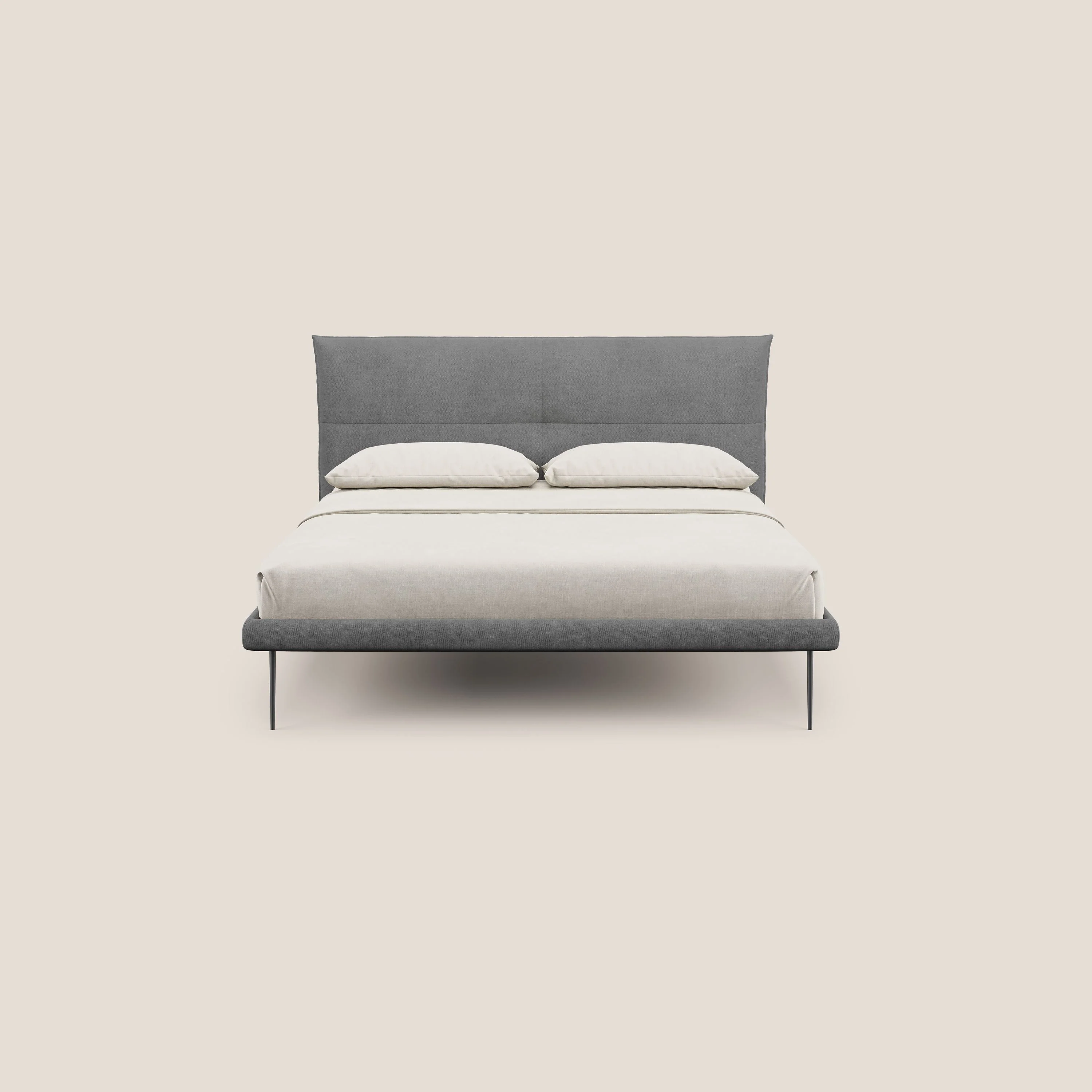 Akiko lit rembourré avec pieds hauts en métal en tissu imperméable T02 gris - Image 2