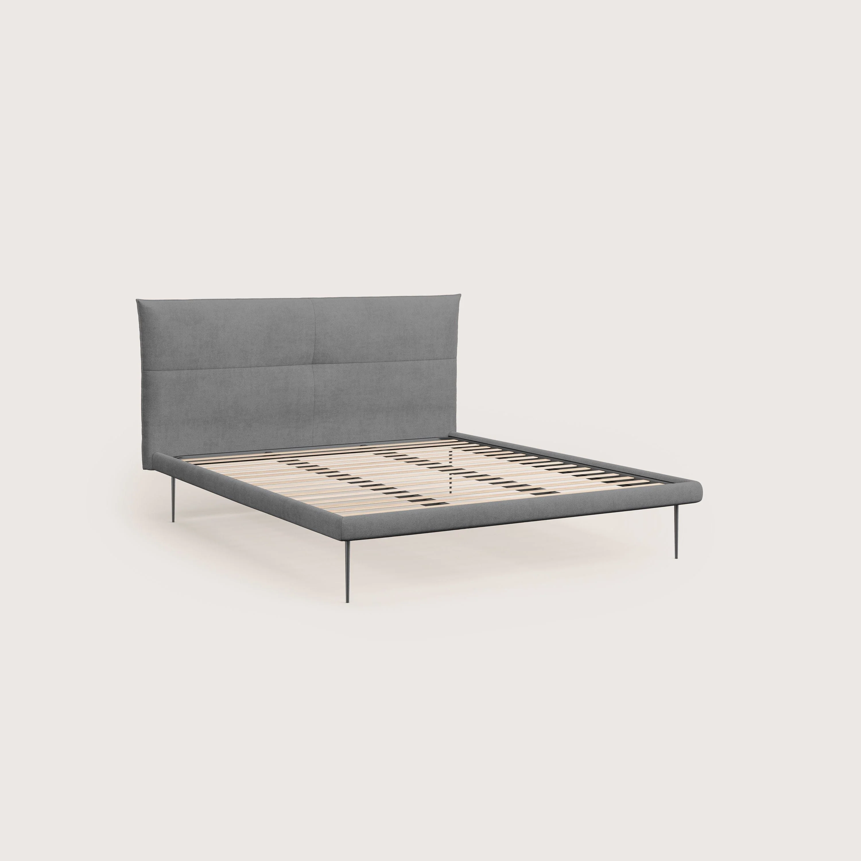 Akiko lit rembourré avec pieds hauts en métal en tissu imperméable T02 gris - Image 7