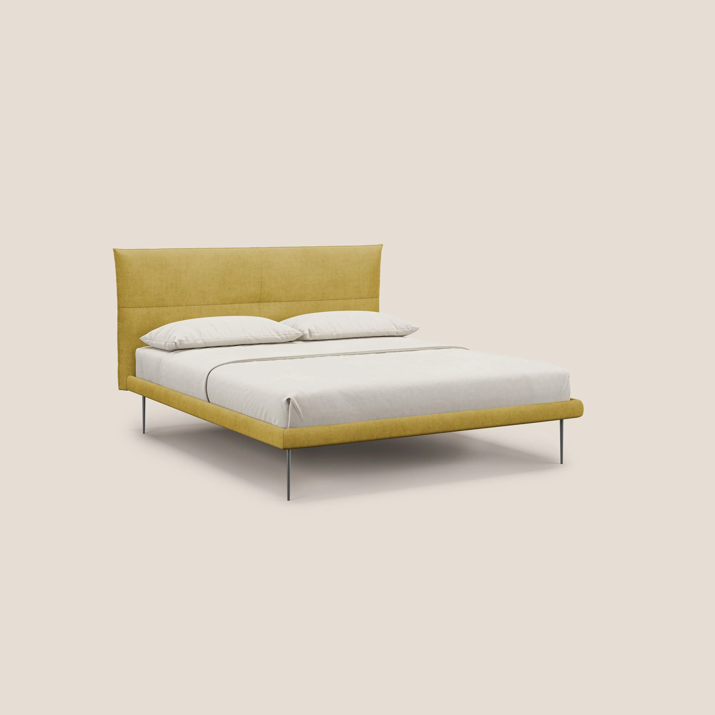 Akiko lit rembourré avec pieds hauts en métal en tissu imperméable T02 jaune