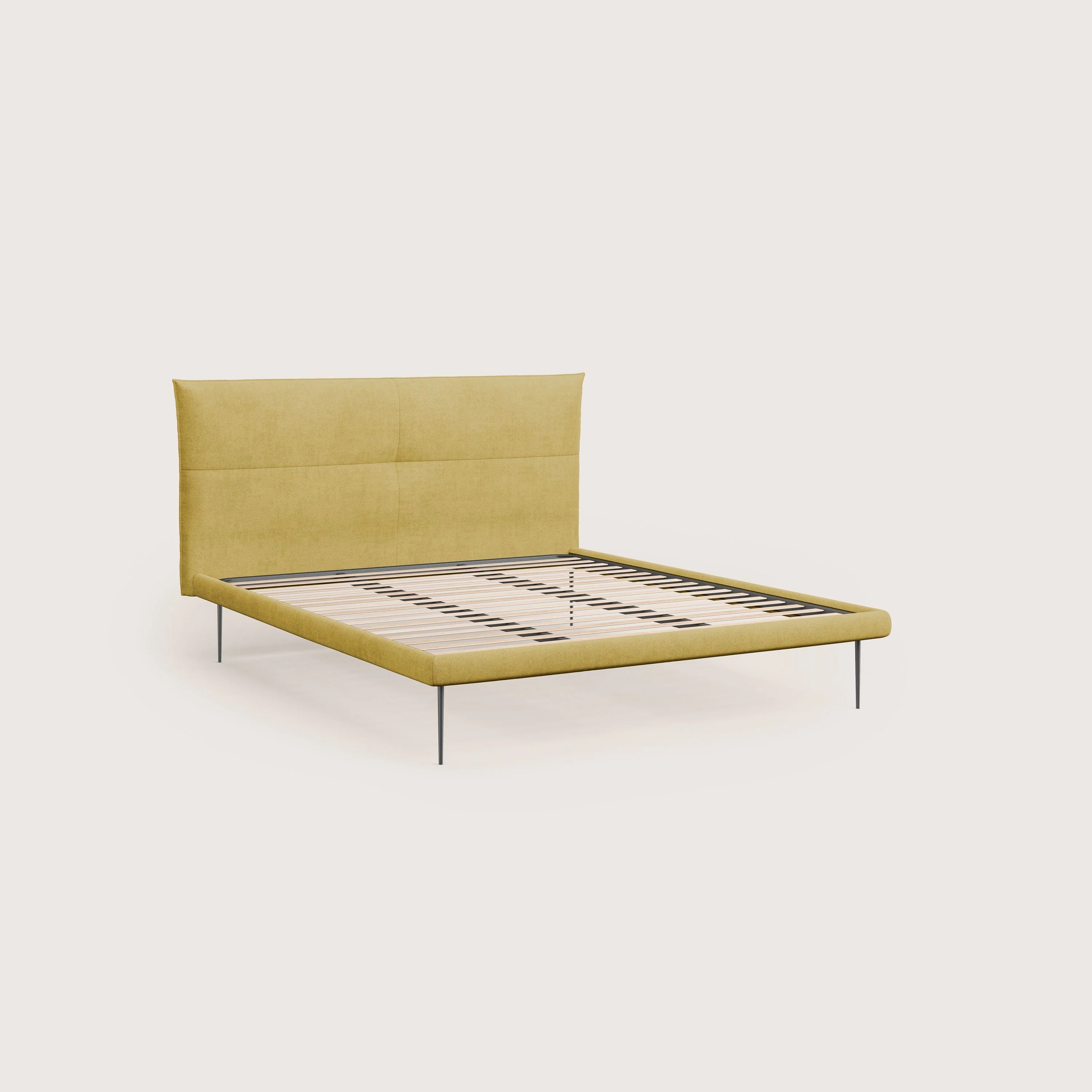 Akiko lit rembourré avec pieds hauts en métal en tissu imperméable T02 jaune - Image 7