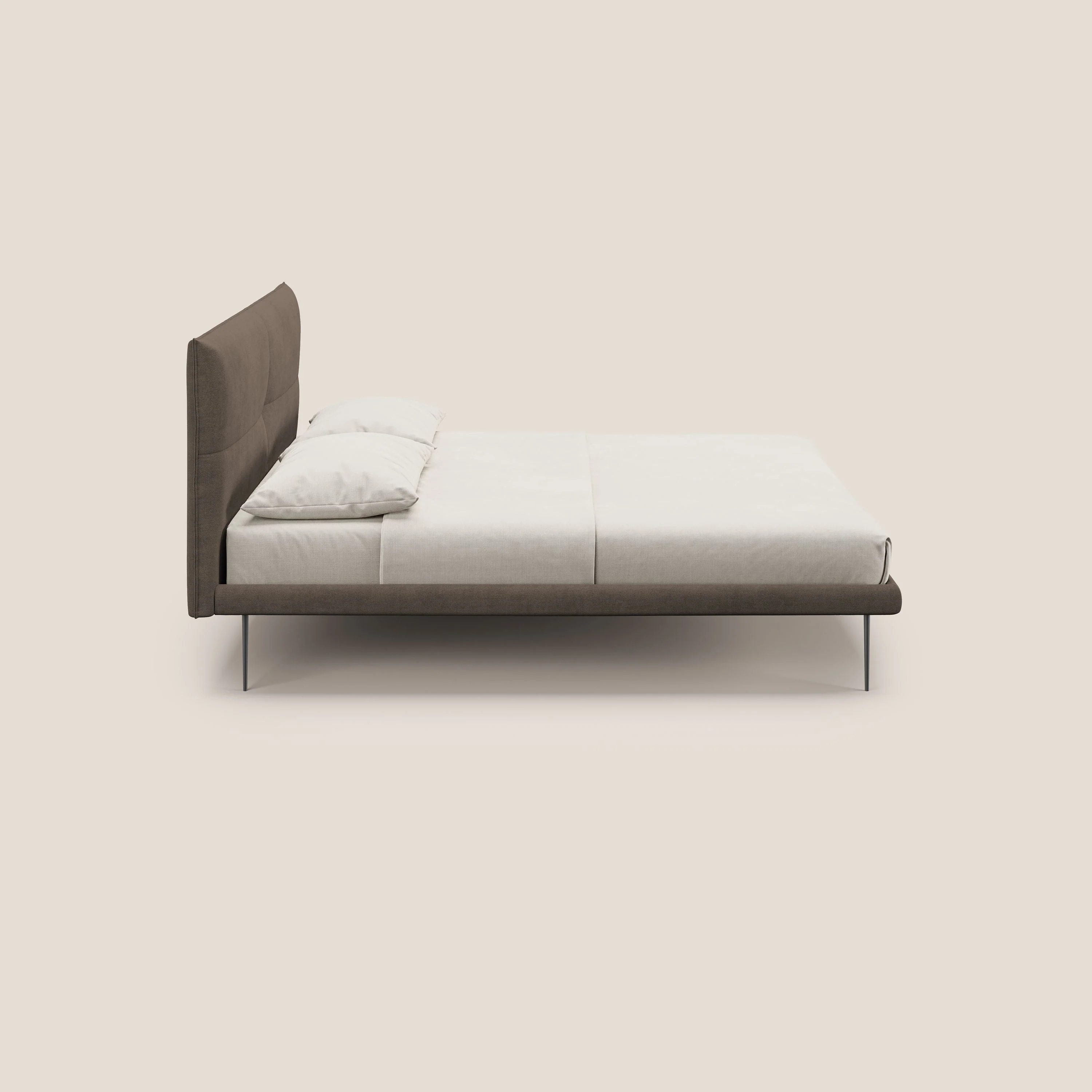 Akiko lit rembourré avec pieds hauts en métal en tissu imperméable T02 marron - Image 3