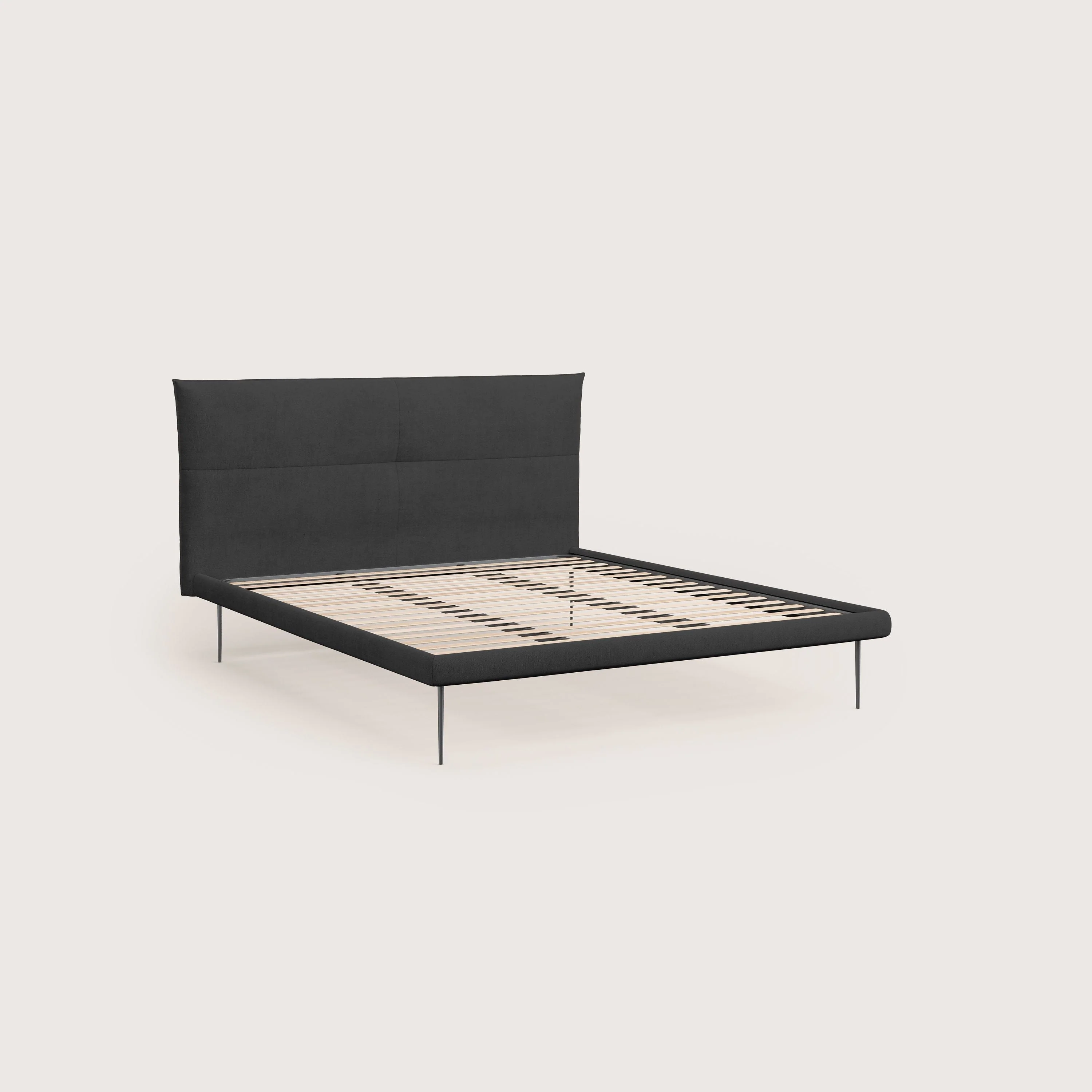 Akiko lit rembourré avec pieds hauts en métal en tissu imperméable T02 noir - Image 7