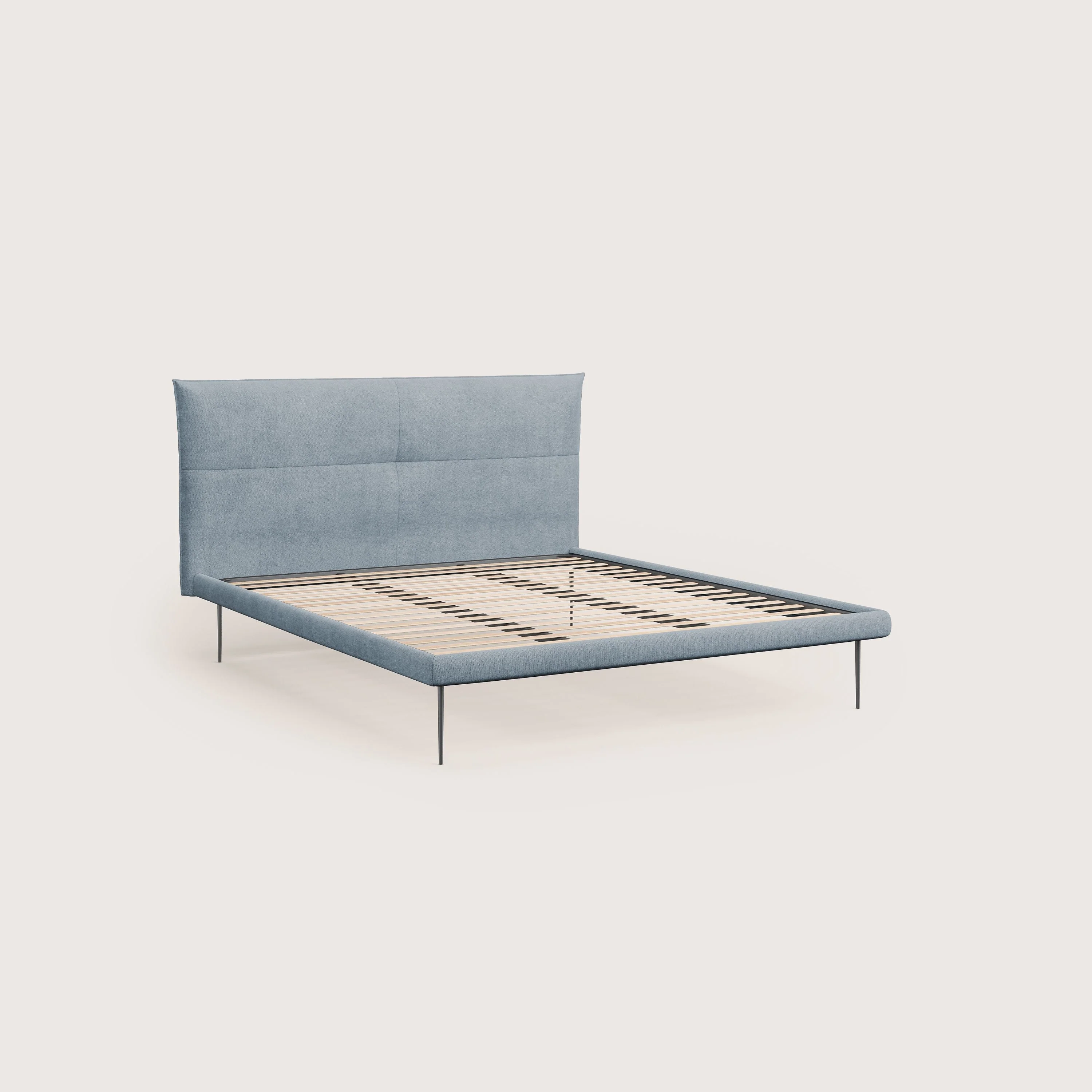 Akiko lit rembourré avec pieds hauts en métal en tissu imperméable T02 sucre glace - Image 7