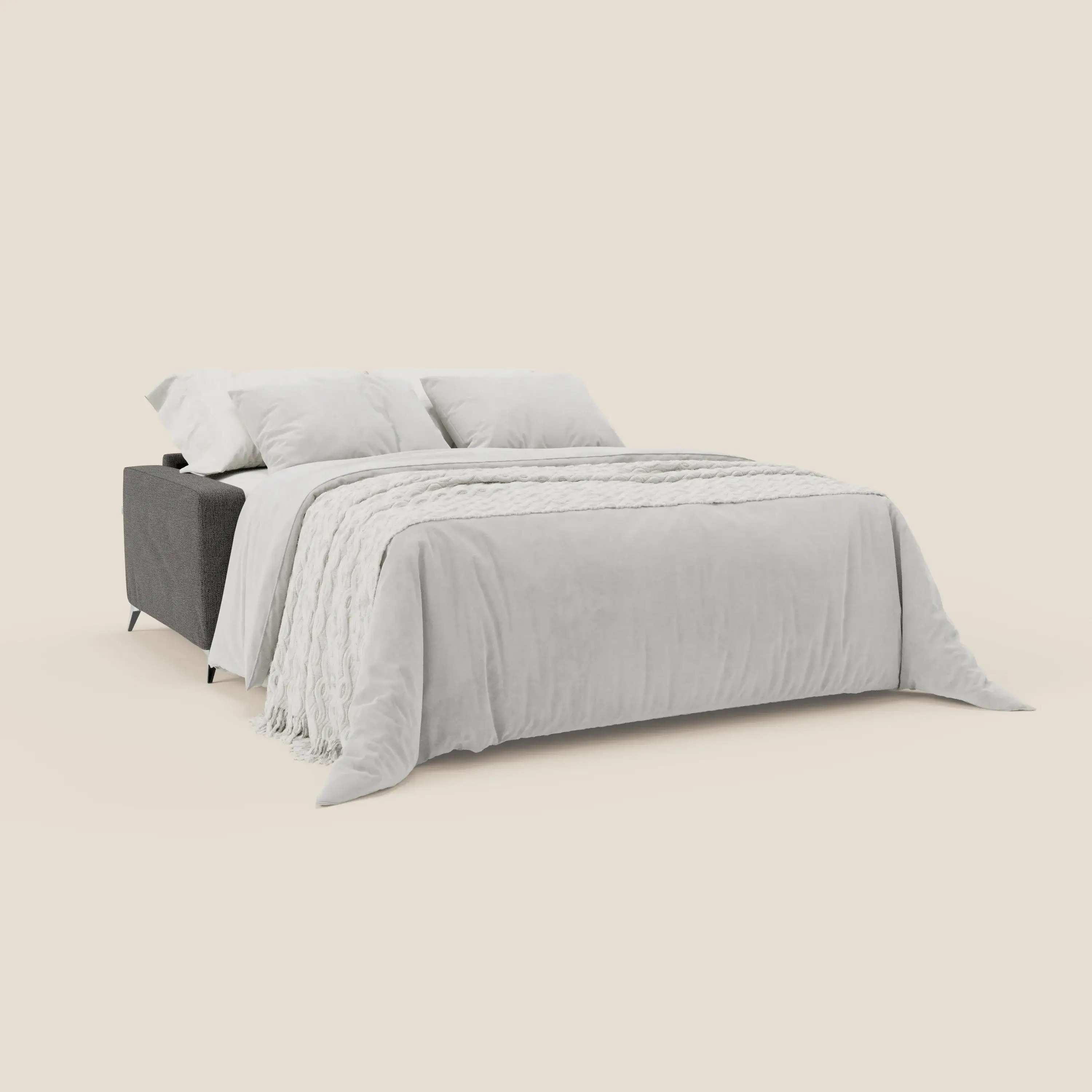 Alaya canapé convertible avec coussins de dossier douillet en tissu imperméable T03 anthracite - Image 2