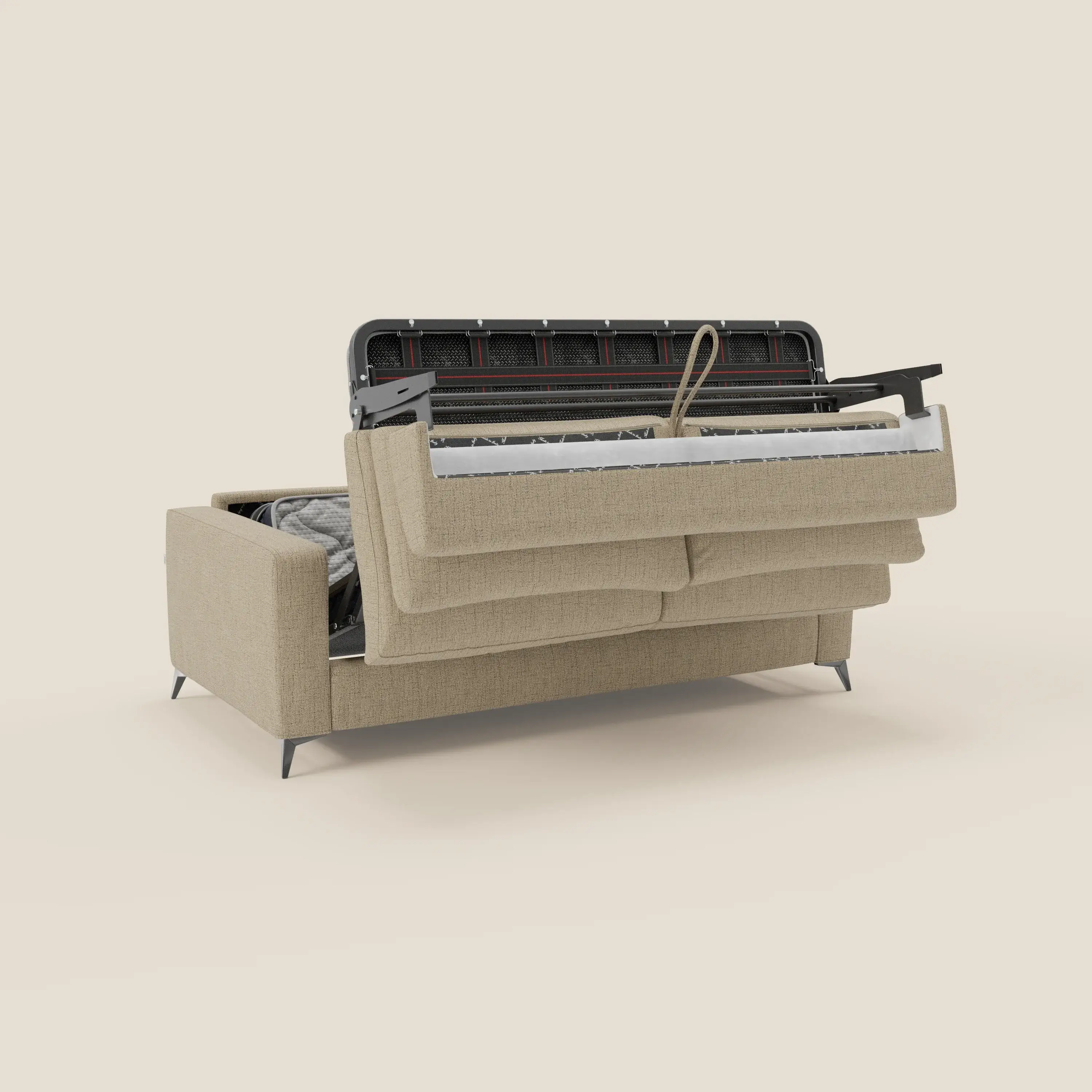 Alaya canapé convertible avec coussins de dossier douillet en tissu imperméable T03 beige - Image 10