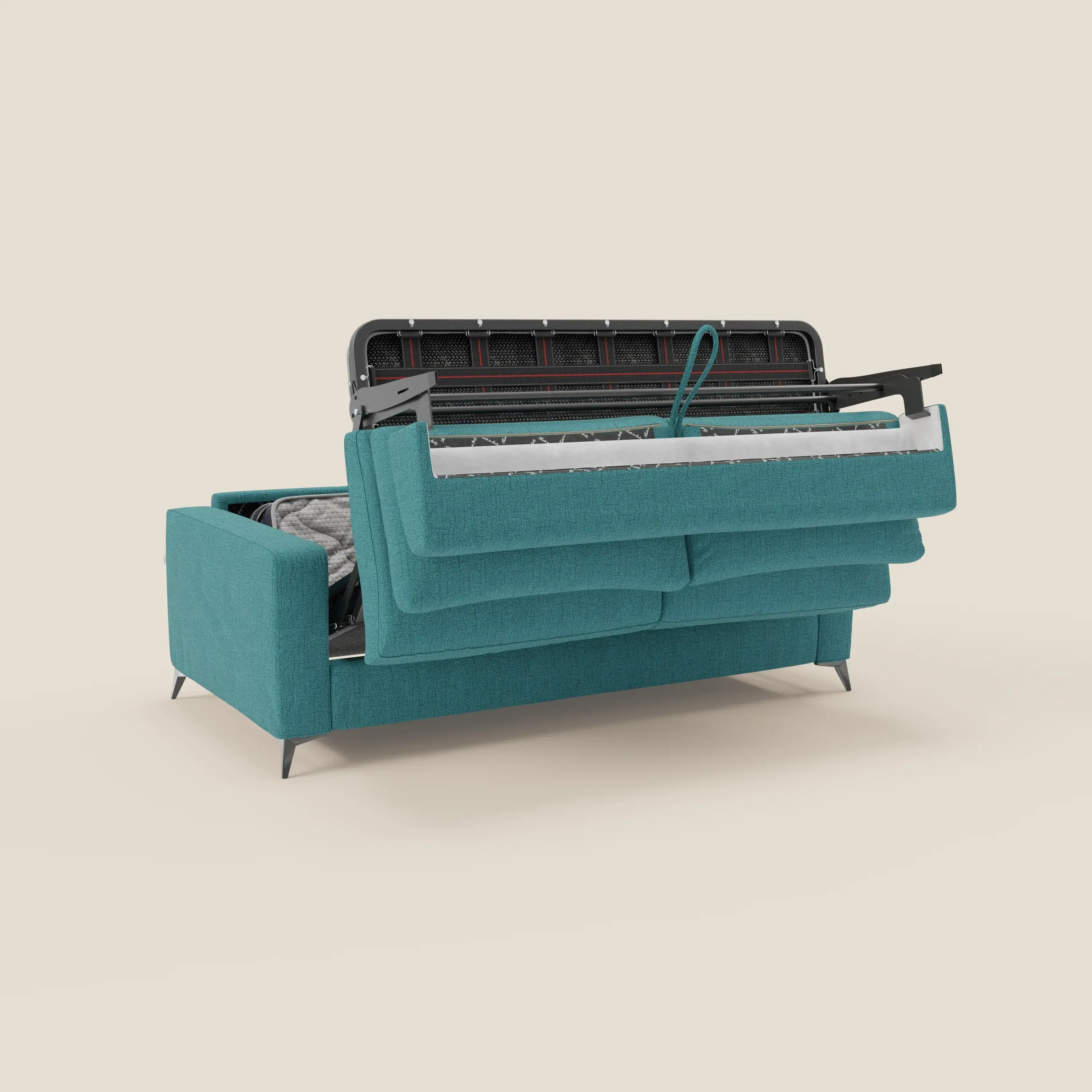 Alaya canapé convertible avec coussins de dossier douillet en tissu imperméable T03 bleu ciel - Image 10