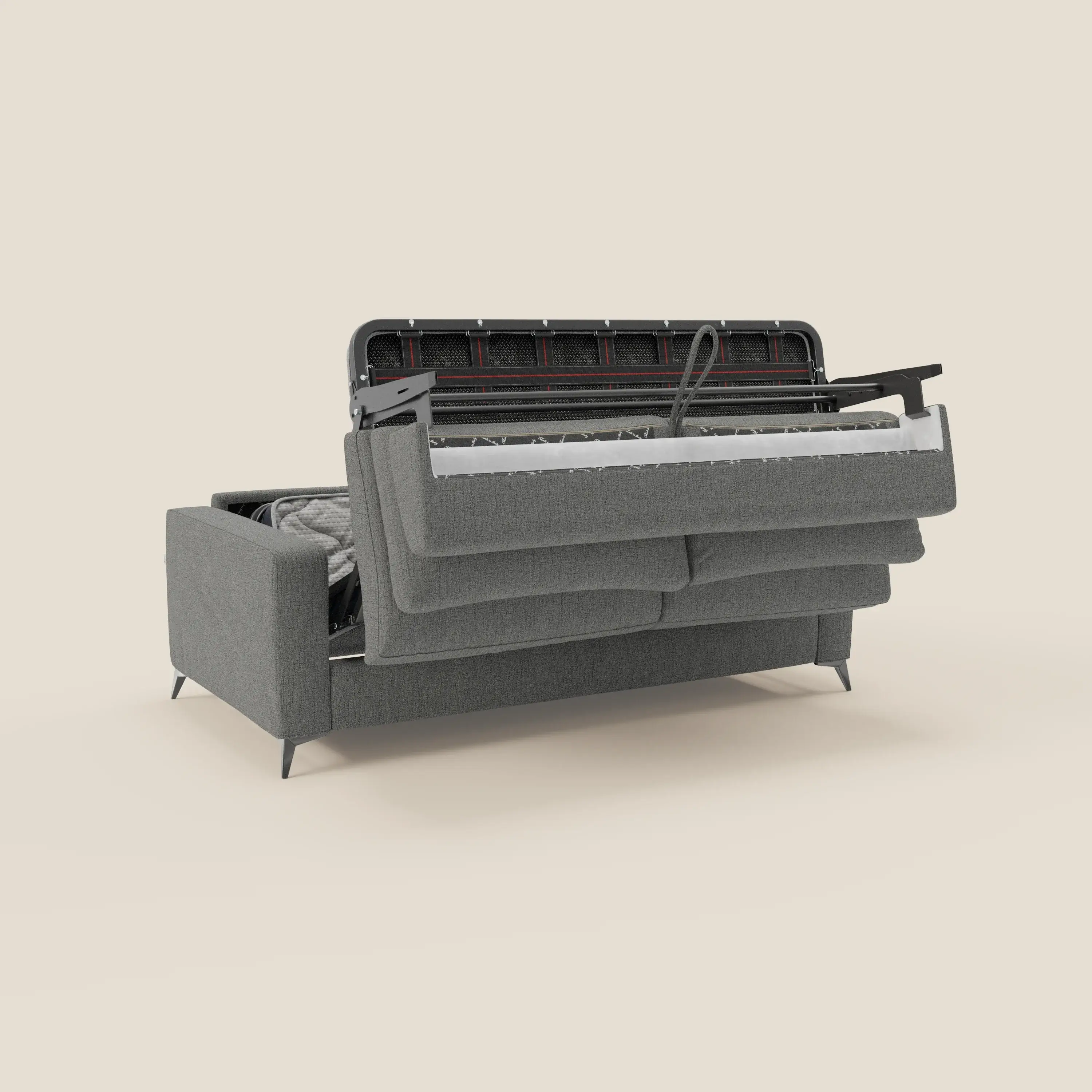 Alaya canapé convertible avec coussins de dossier douillet en tissu imperméable T03 gris - Image 10