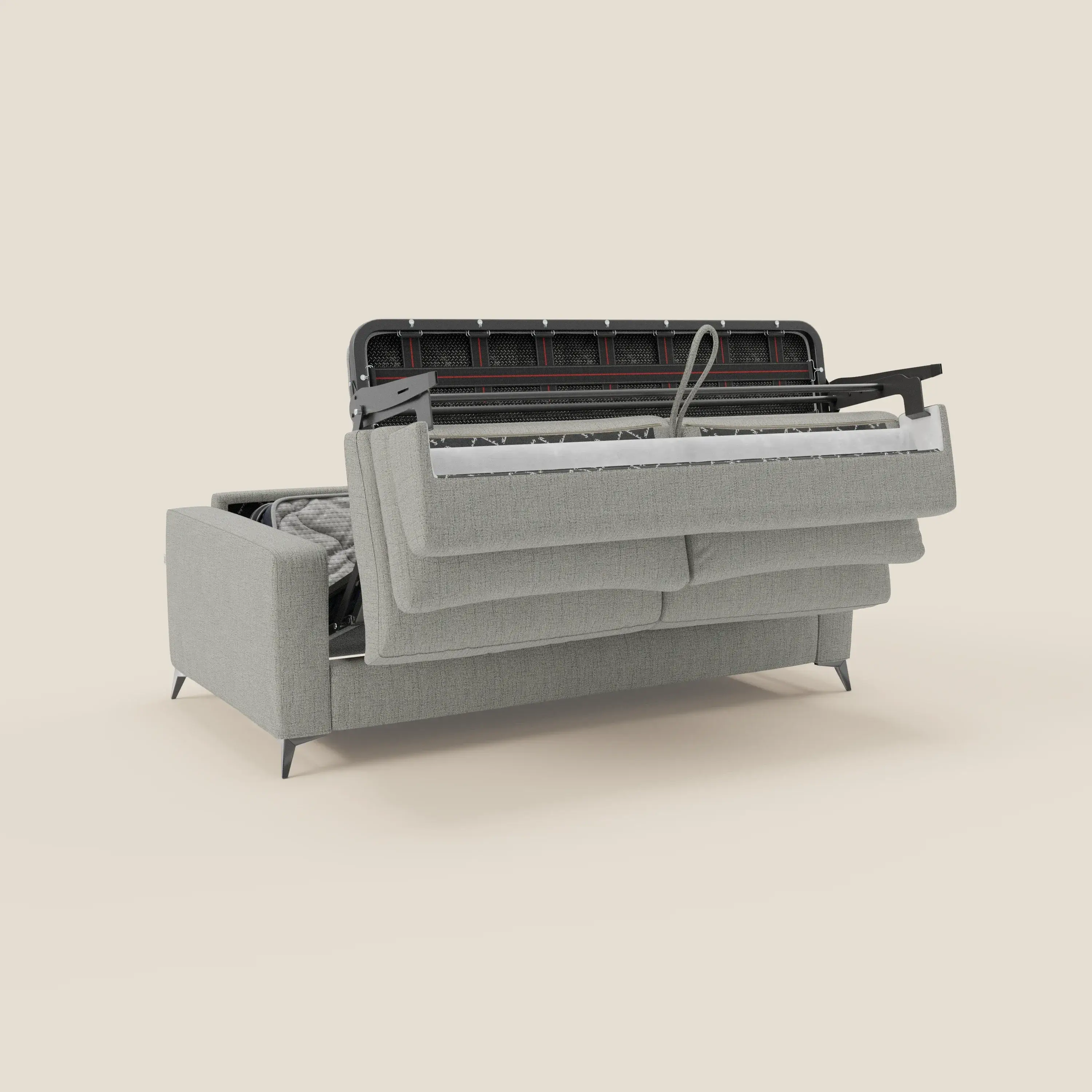 Alaya canapé convertible avec coussins de dossier douillet en tissu imperméable T03 gris clair - Image 10