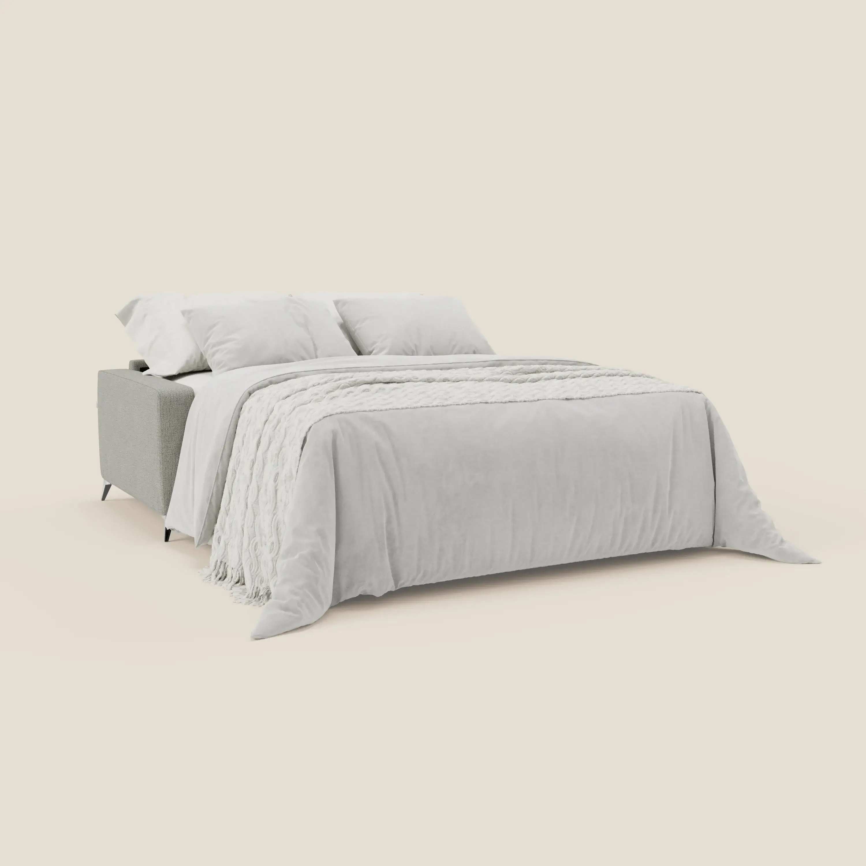 Alaya canapé convertible avec coussins de dossier douillet en tissu imperméable T03 gris clair - Image 2