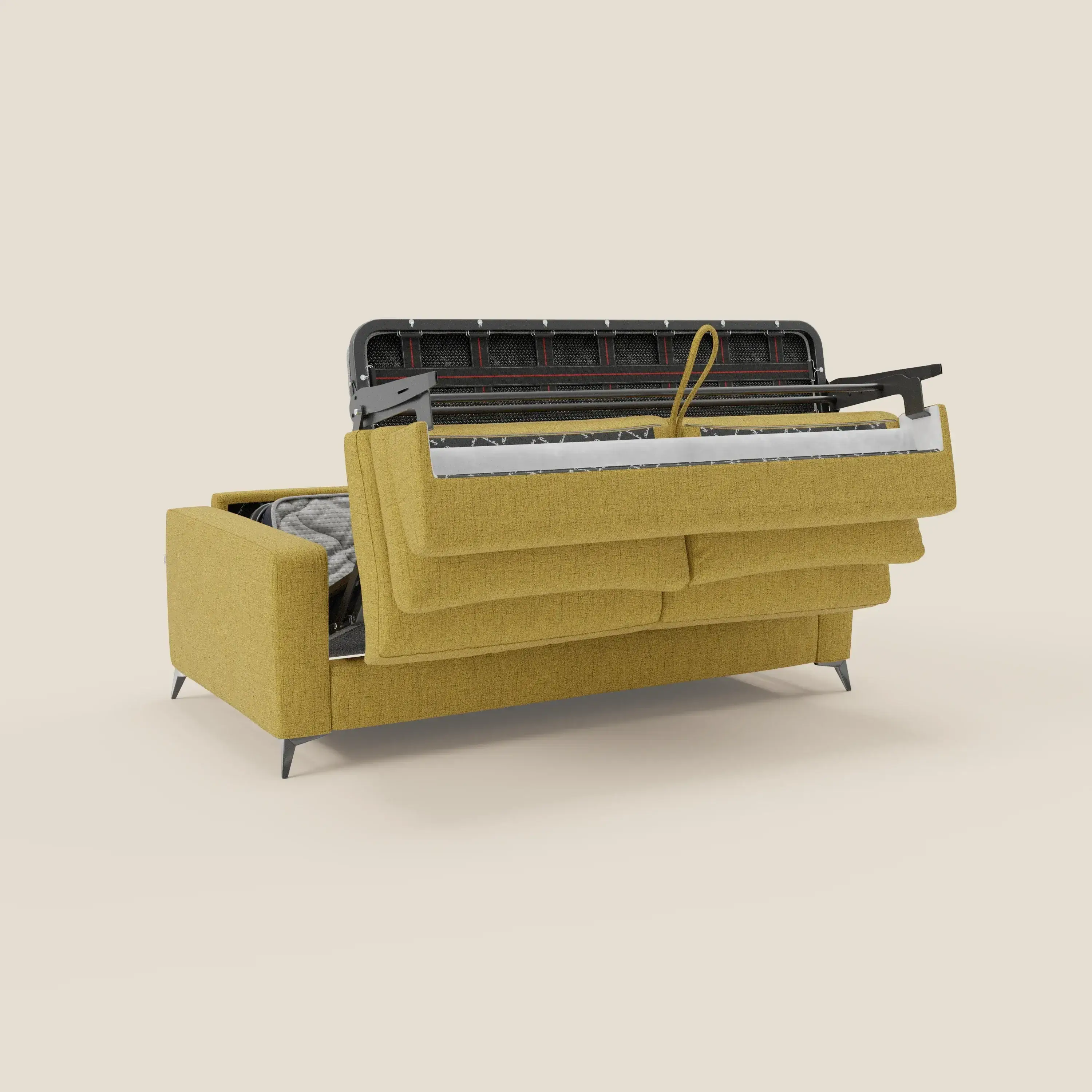 Alaya canapé convertible avec coussins de dossier douillet en tissu imperméable T03 jaune - Image 10