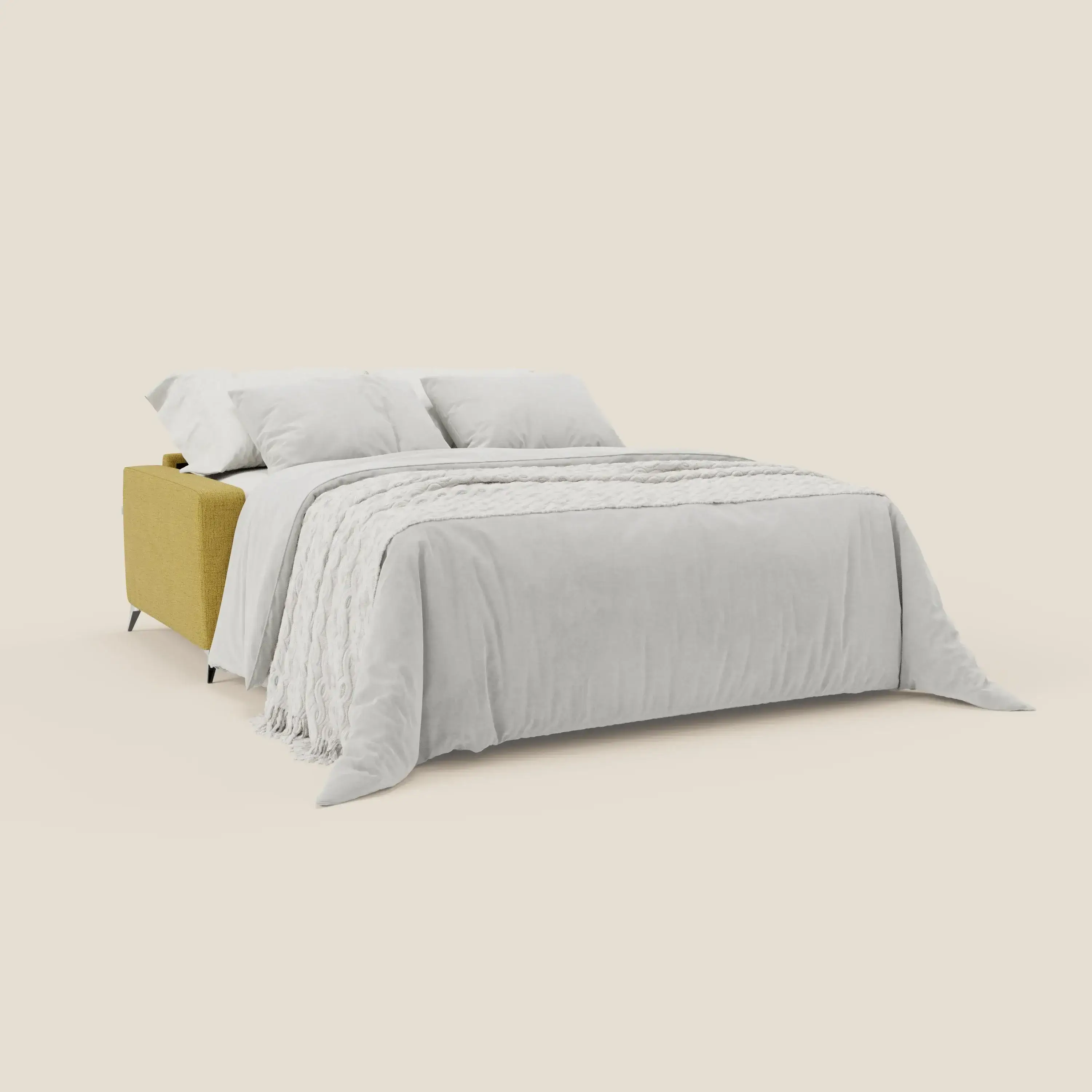 Alaya canapé convertible avec coussins de dossier douillet en tissu imperméable T03 jaune - Image 2