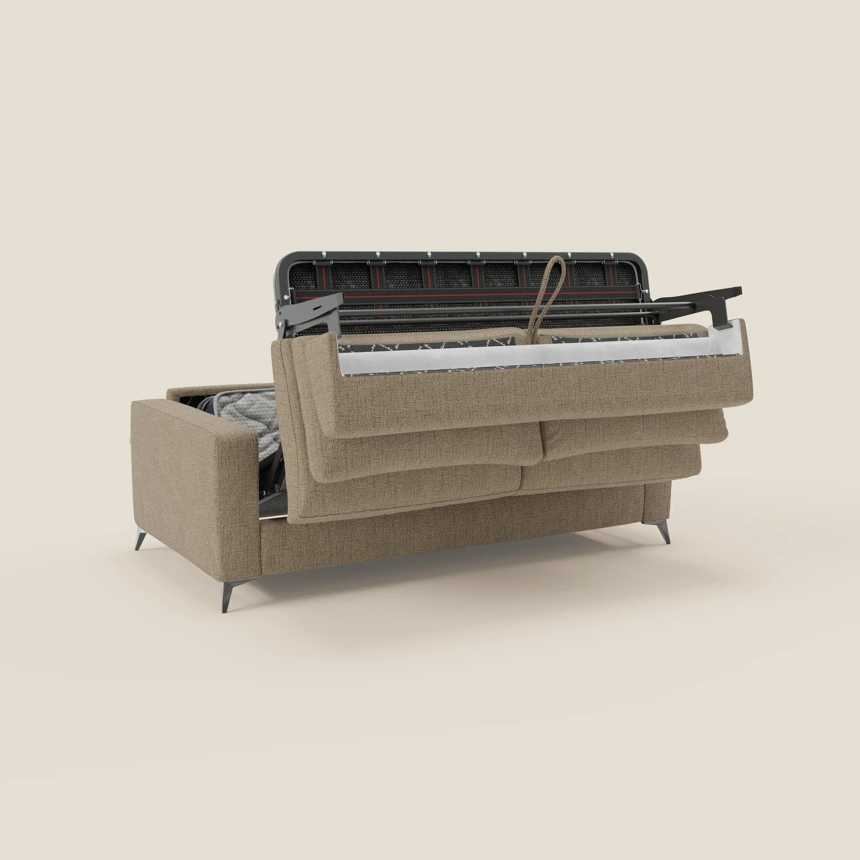 Alaya canapé convertible avec coussins de dossier douillet en tissu imperméable T03 marron - Image 10