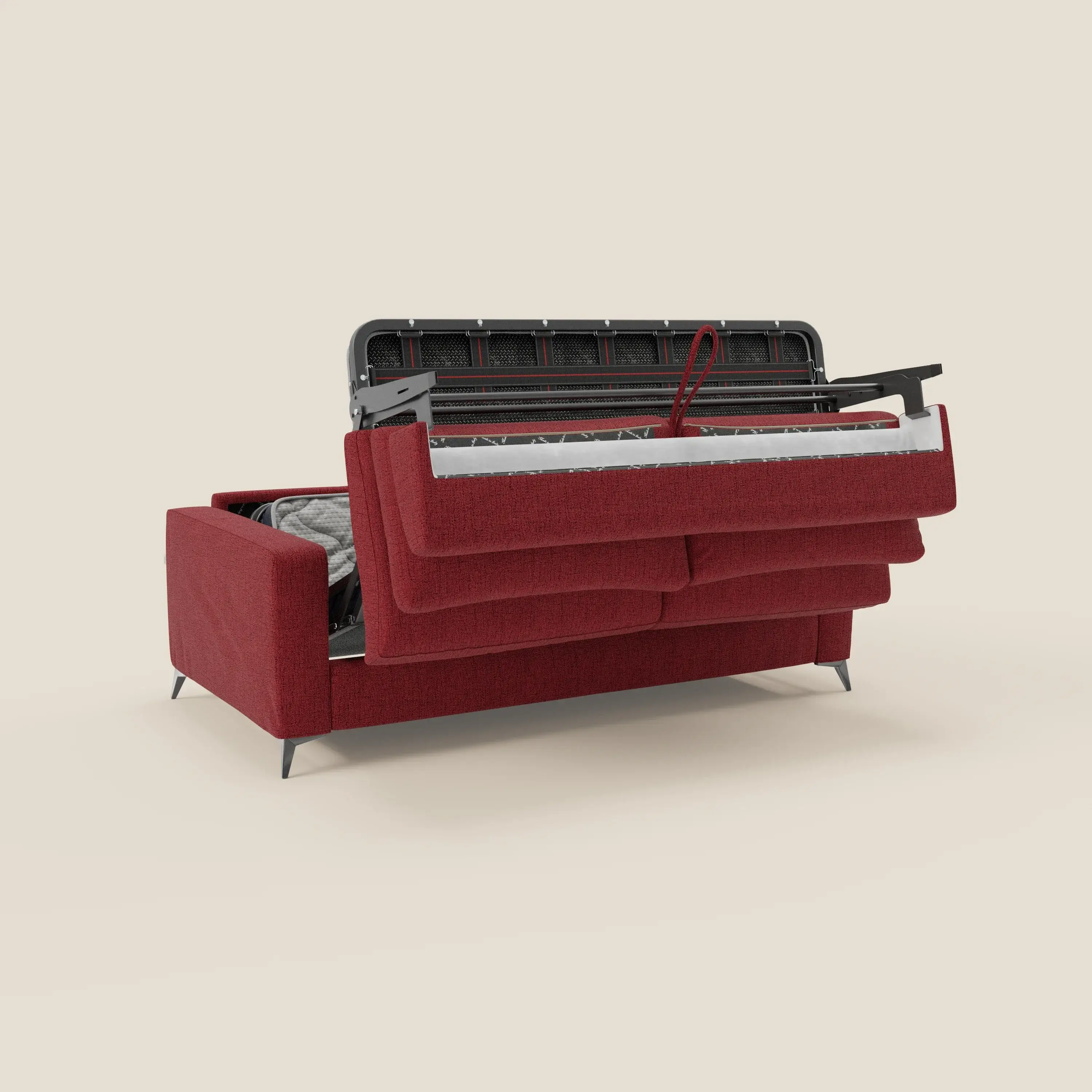  Alaya canapé convertible avec coussins de dossier douillet en tissu imperméable T03 rouge - Image 10