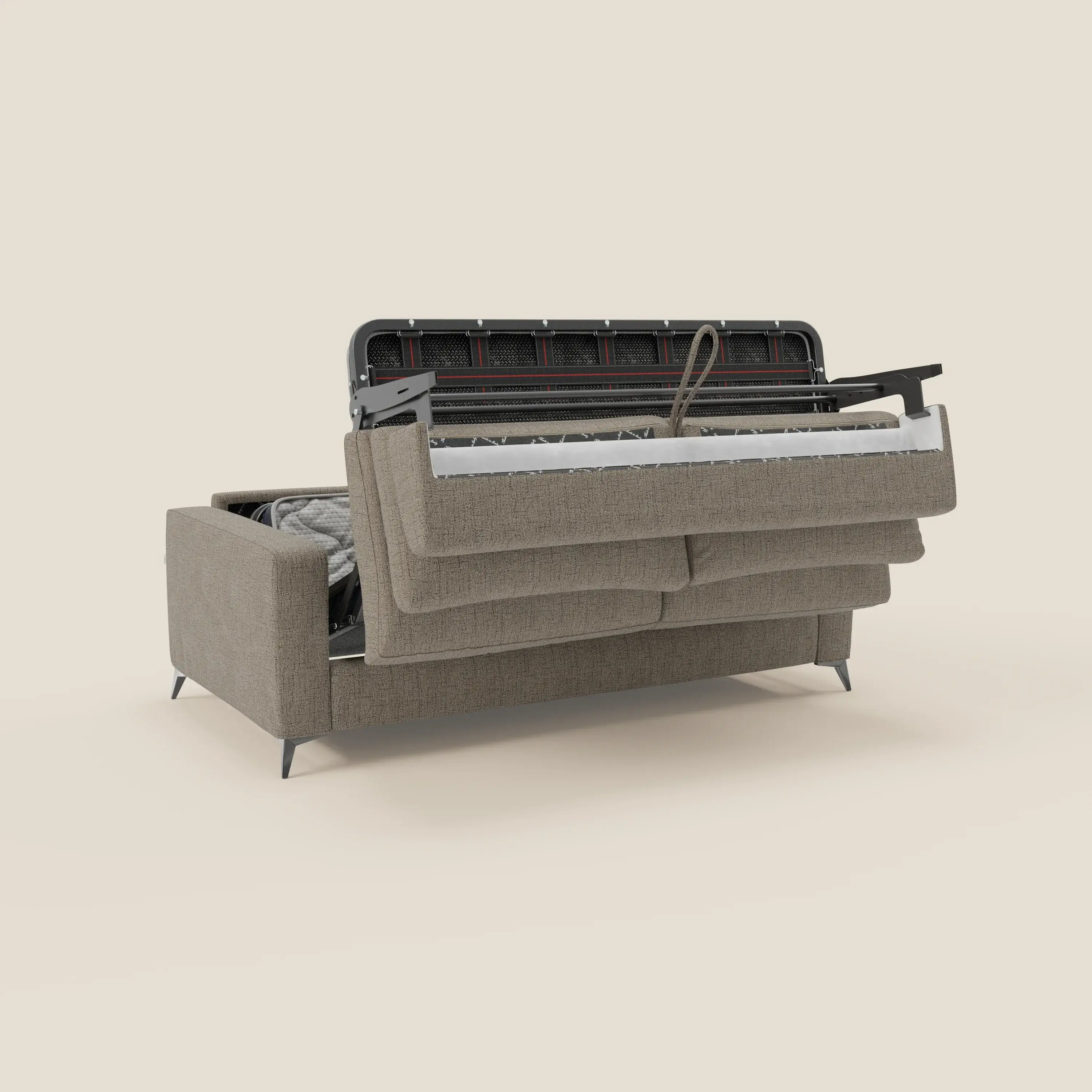 Alaya canapé convertible avec coussins de dossier douillet en tissu imperméable T03 taupe - Image 10