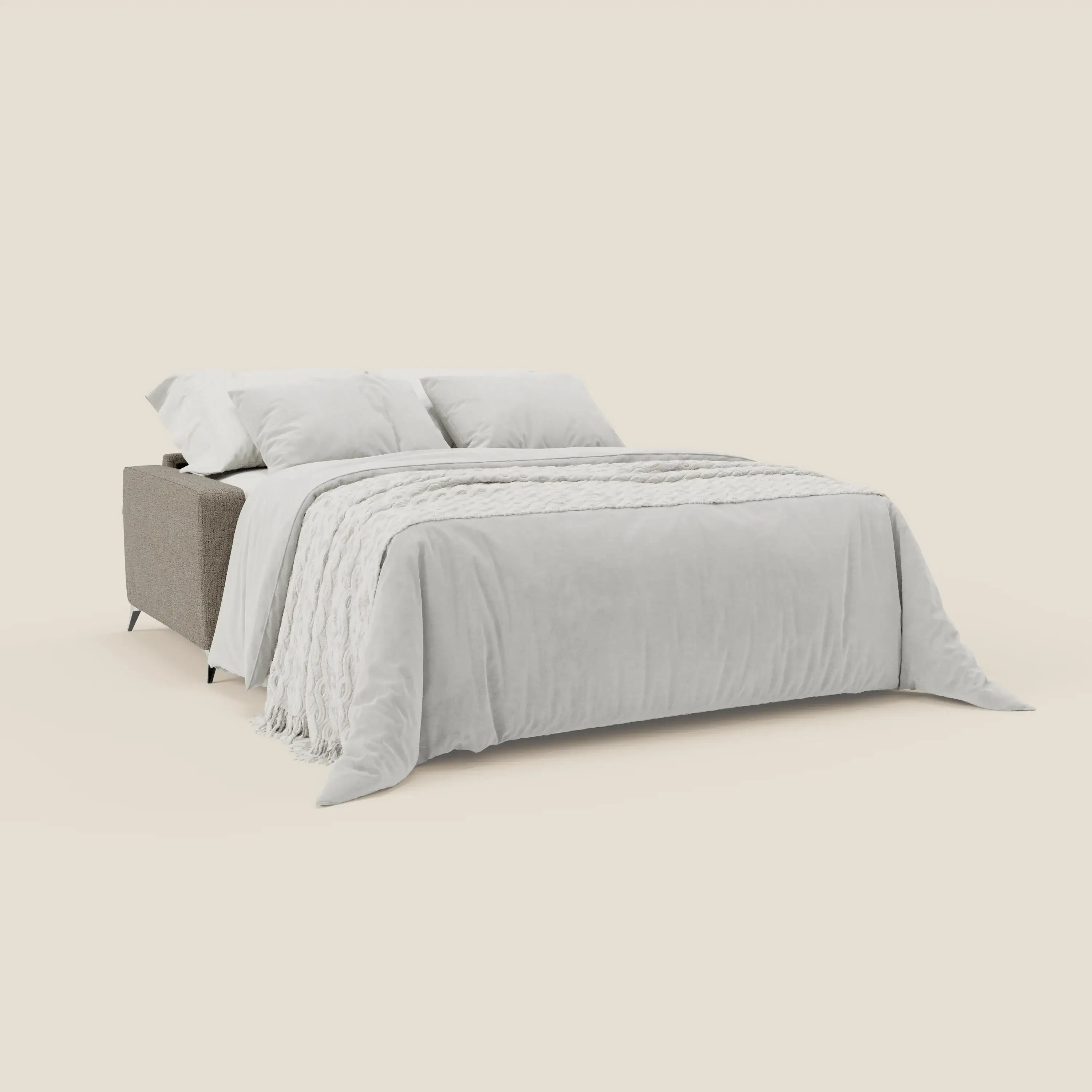 Alaya canapé convertible avec coussins de dossier douillet en tissu imperméable T03 taupe - Image 2