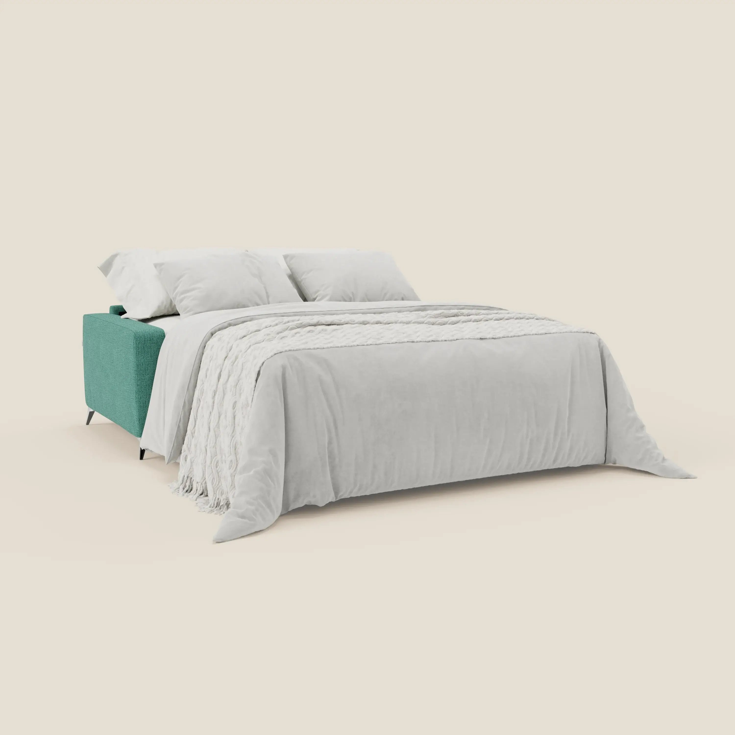 Alaya canapé convertible avec coussins de dossier douillet en tissu imperméable T03 vert aquamarine - Image 2
