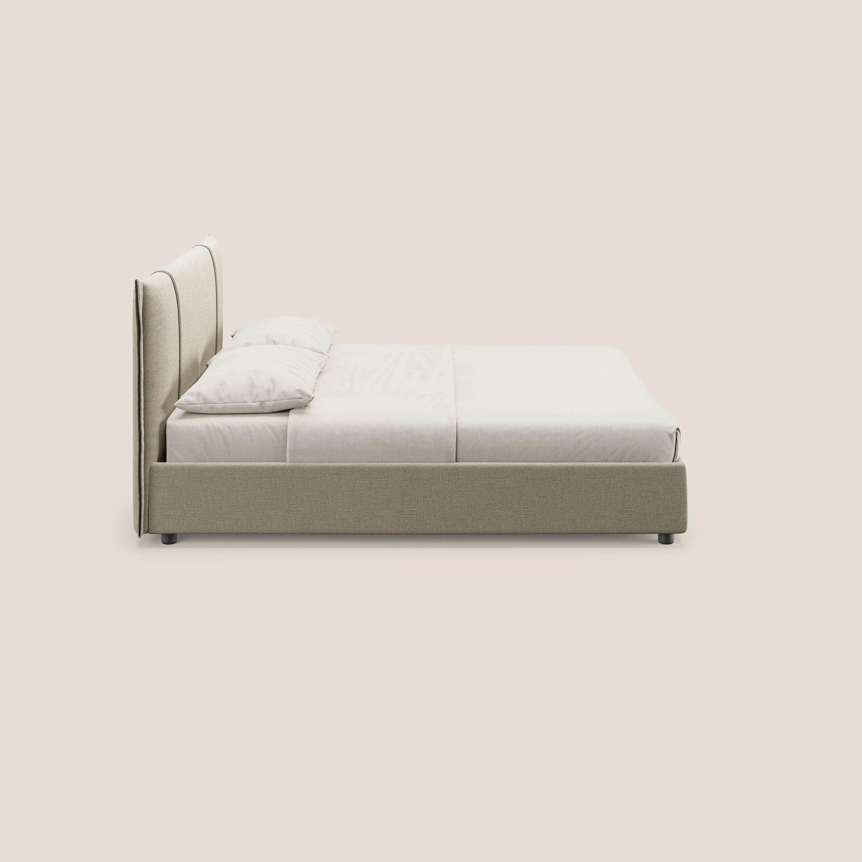 Alicia lit rembourré avec coffre de rangement en tissu imperméable T14 beige - Image 4