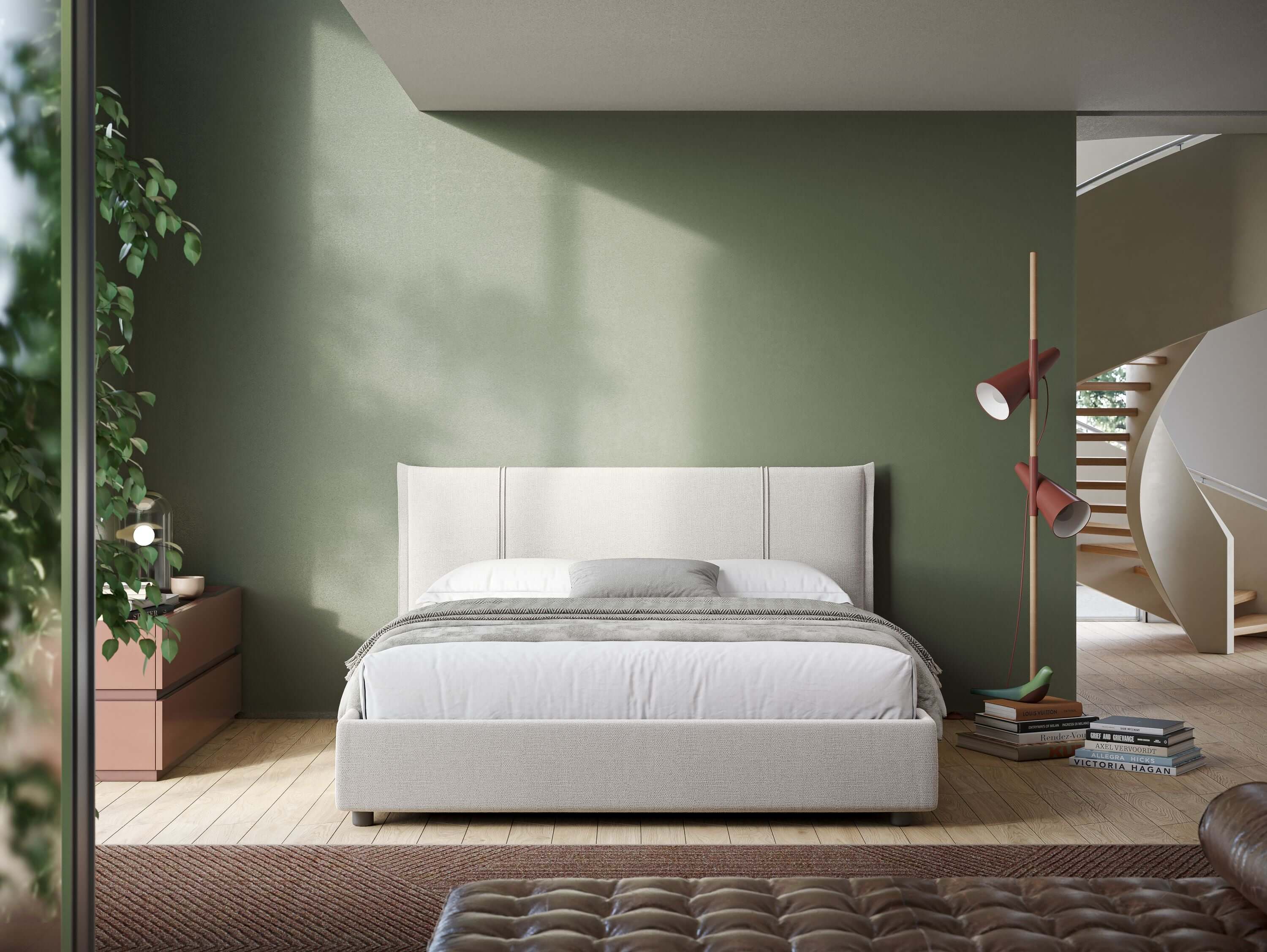 Alicia lit rembourré avec coffre de rangement en tissu imperméable T14 crème - Image 3