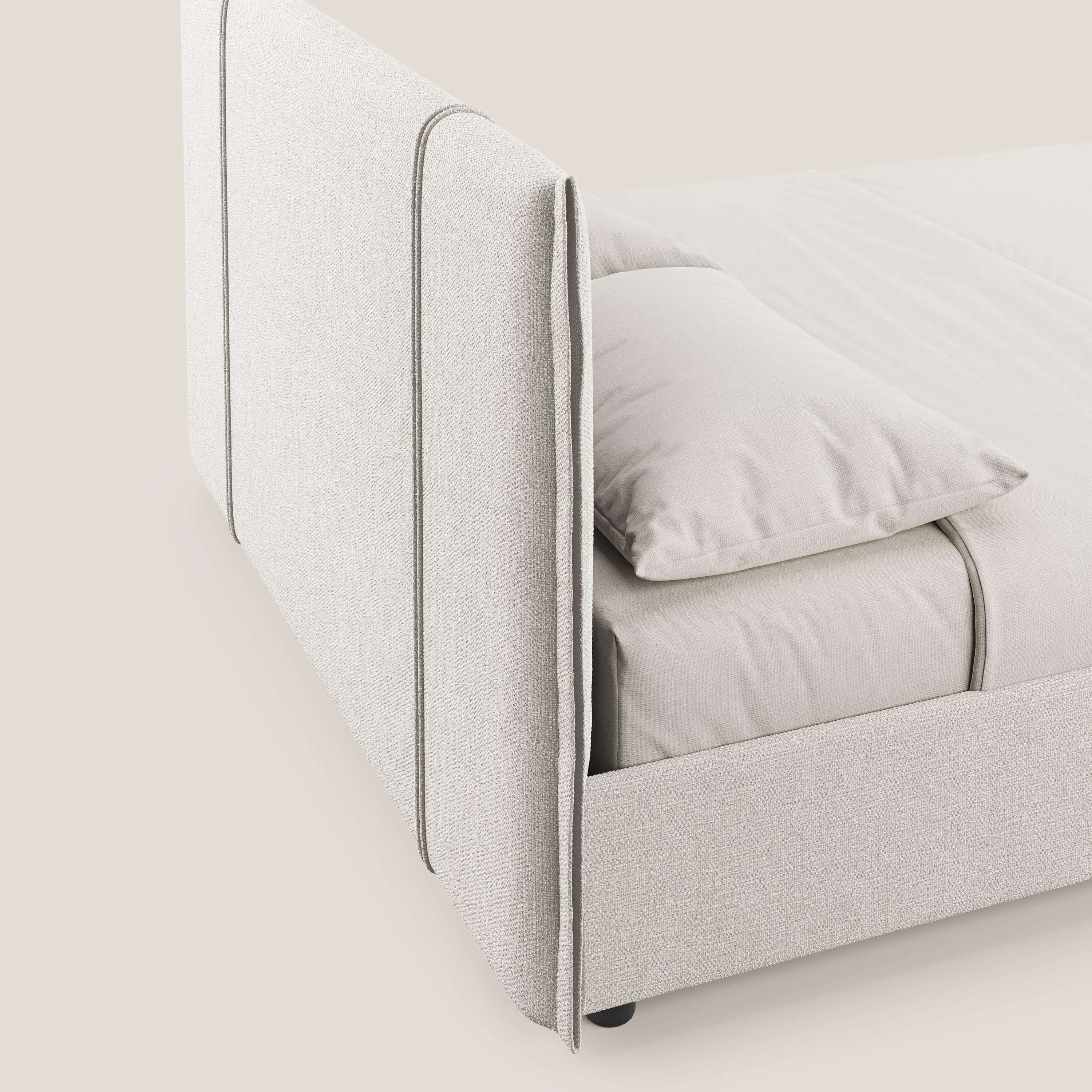 Alicia lit rembourré avec coffre de rangement en tissu imperméable T14 crème - Image 9