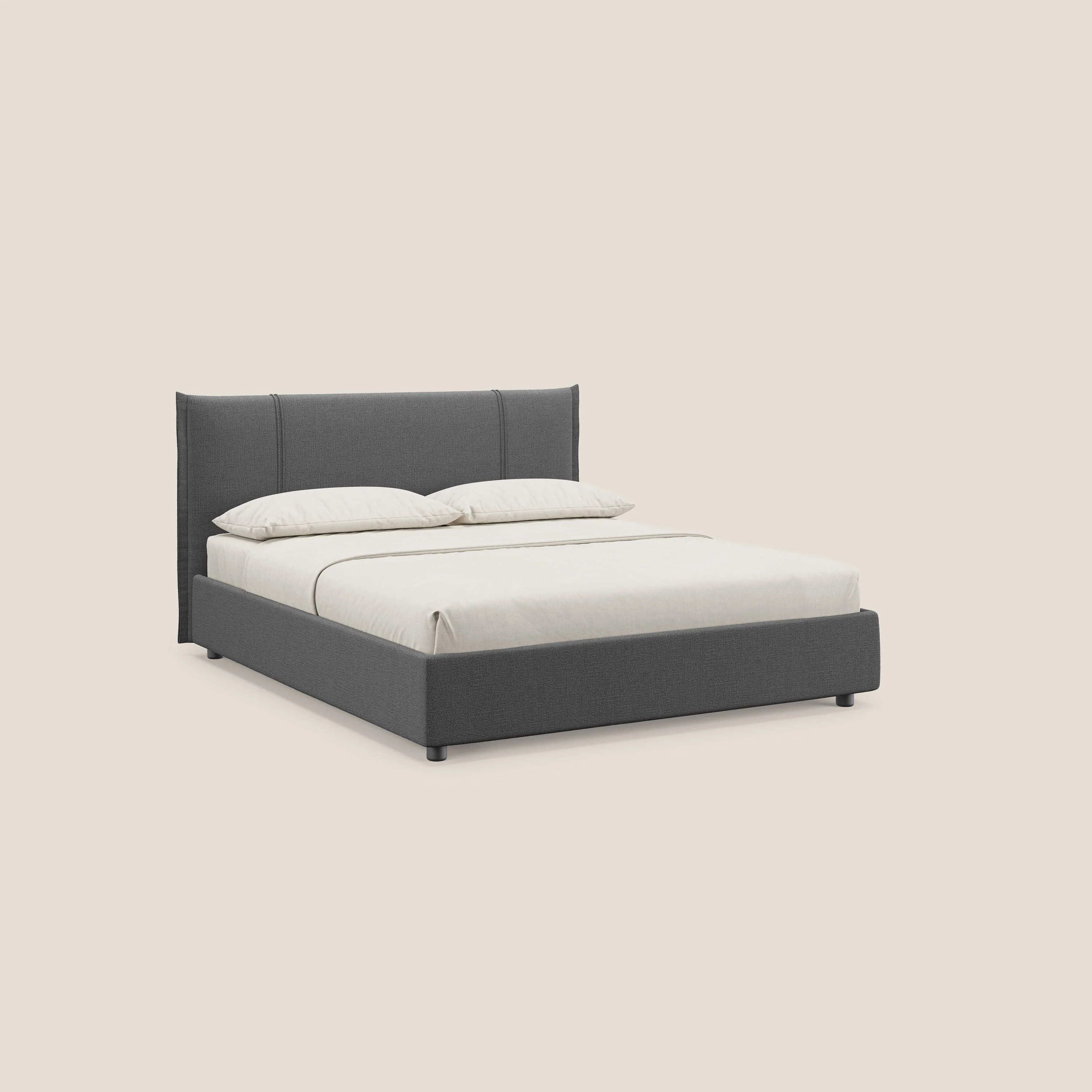 Alicia lit rembourré avec coffre de rangement en tissu imperméable T14 gris