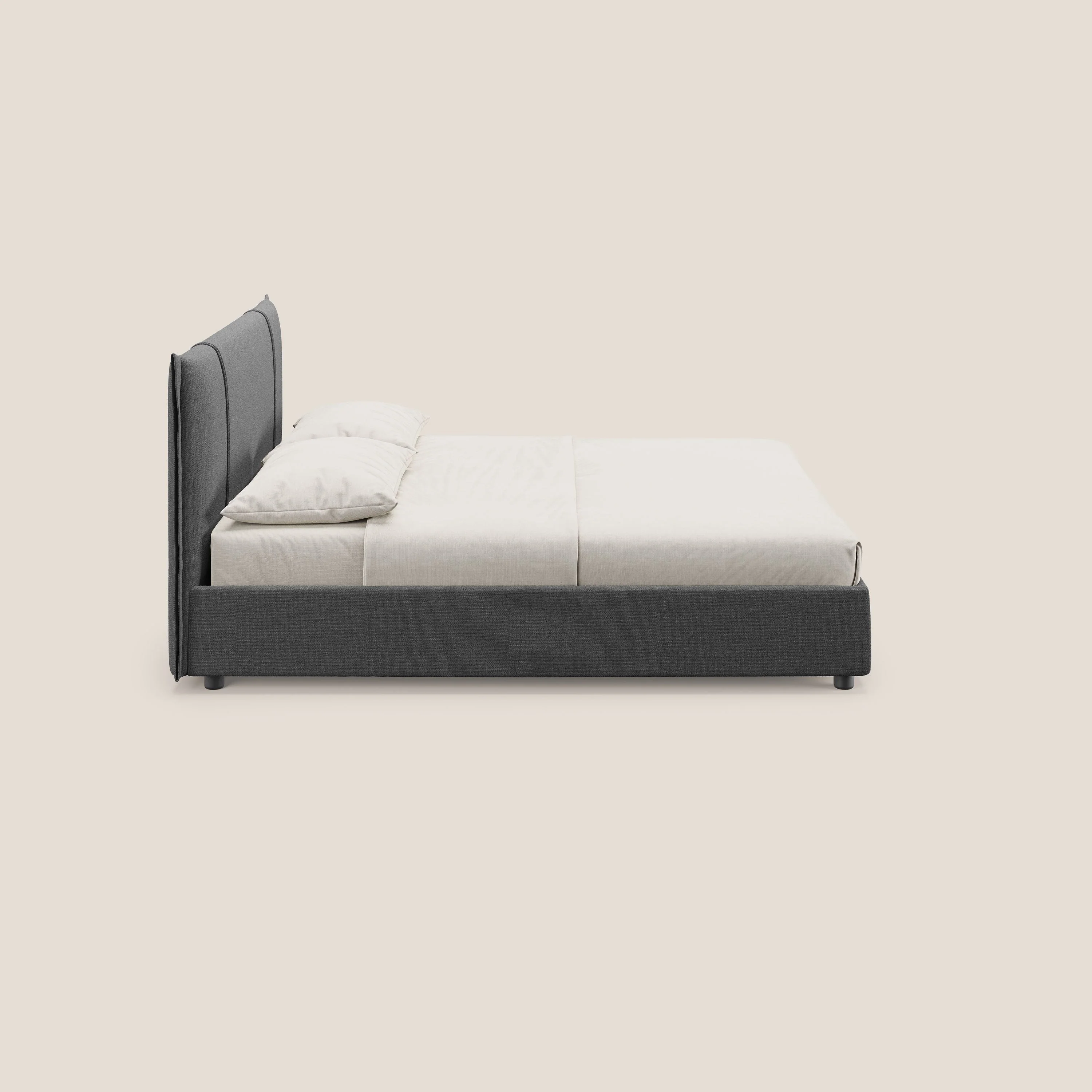 Alicia lit rembourré avec coffre de rangement en tissu imperméable T14 gris - Image 4