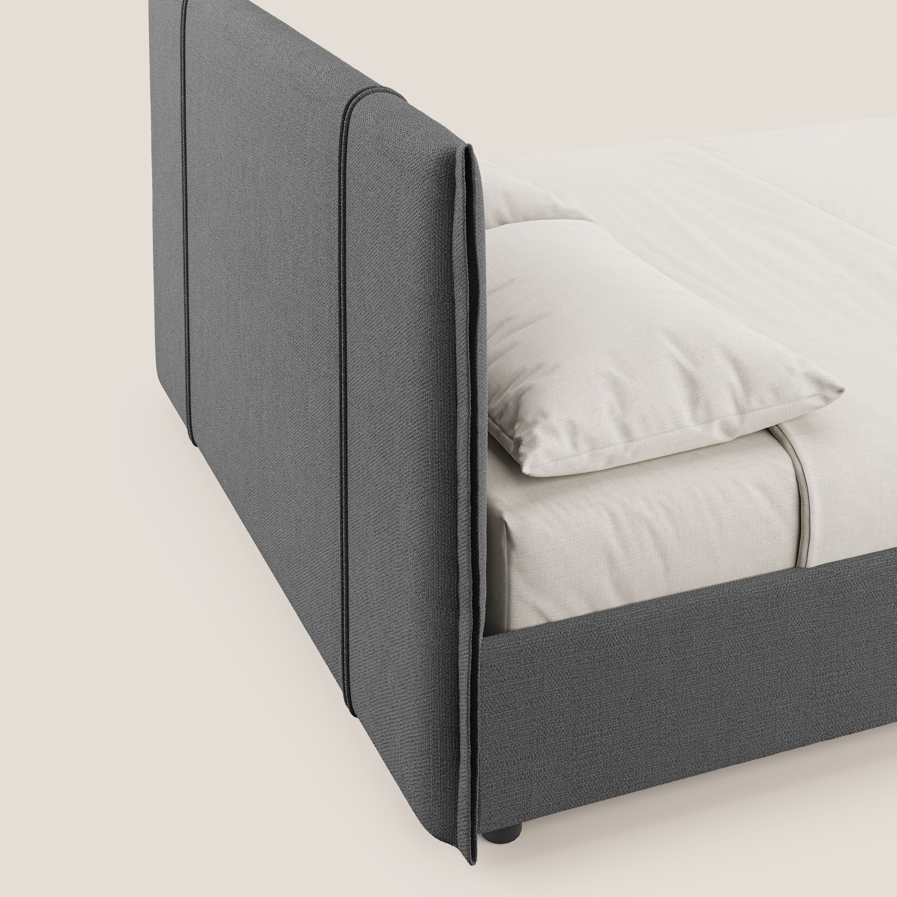 Alicia lit rembourré avec coffre de rangement en tissu imperméable T14 gris - Image 7