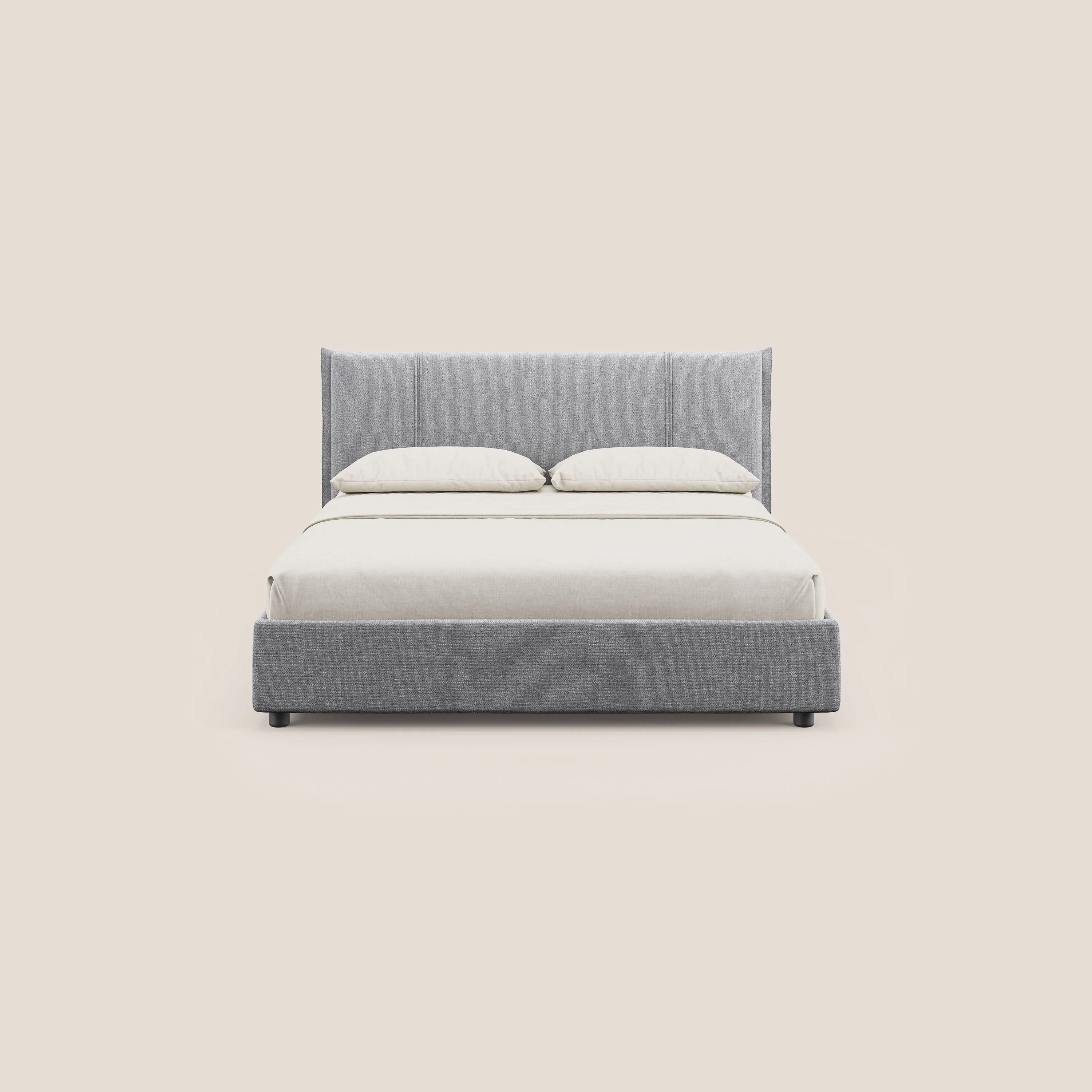 Alicia lit rembourré avec coffre de rangement en tissu imperméable T14 gris clair - Image 3