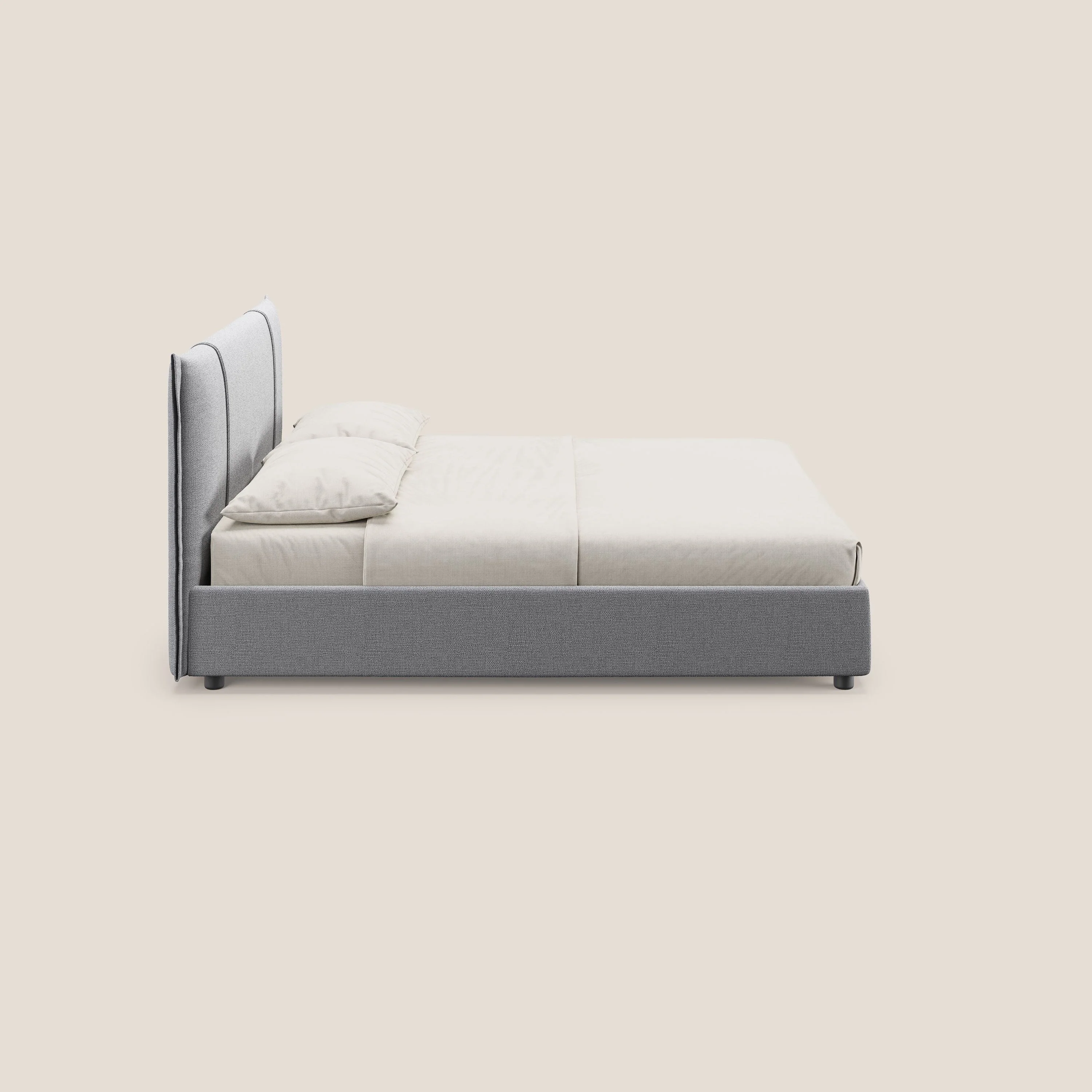Alicia lit rembourré avec coffre de rangement en tissu imperméable T14 gris clair - Image 4