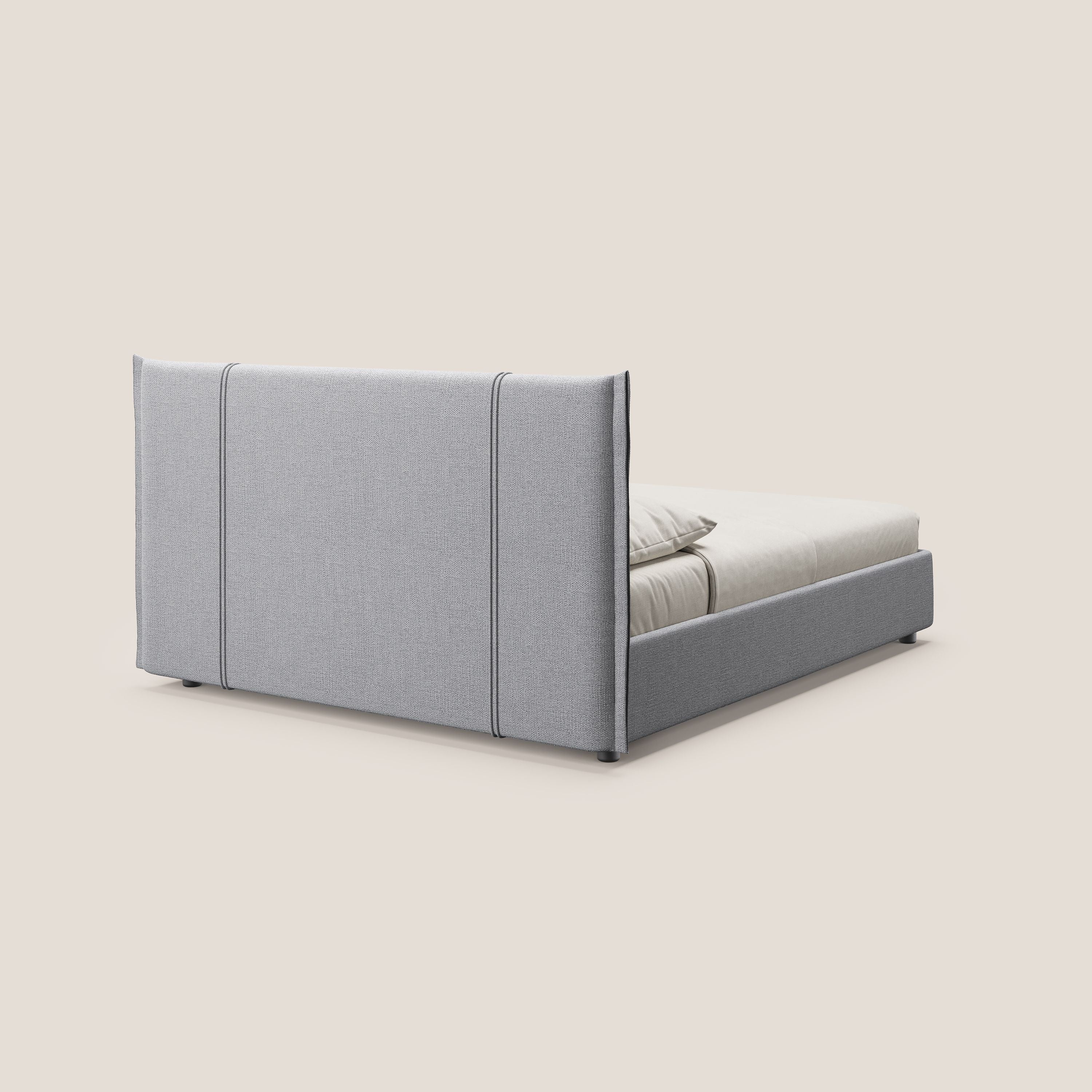 Alicia lit rembourré avec coffre de rangement en tissu imperméable T14 gris clair - Image 5