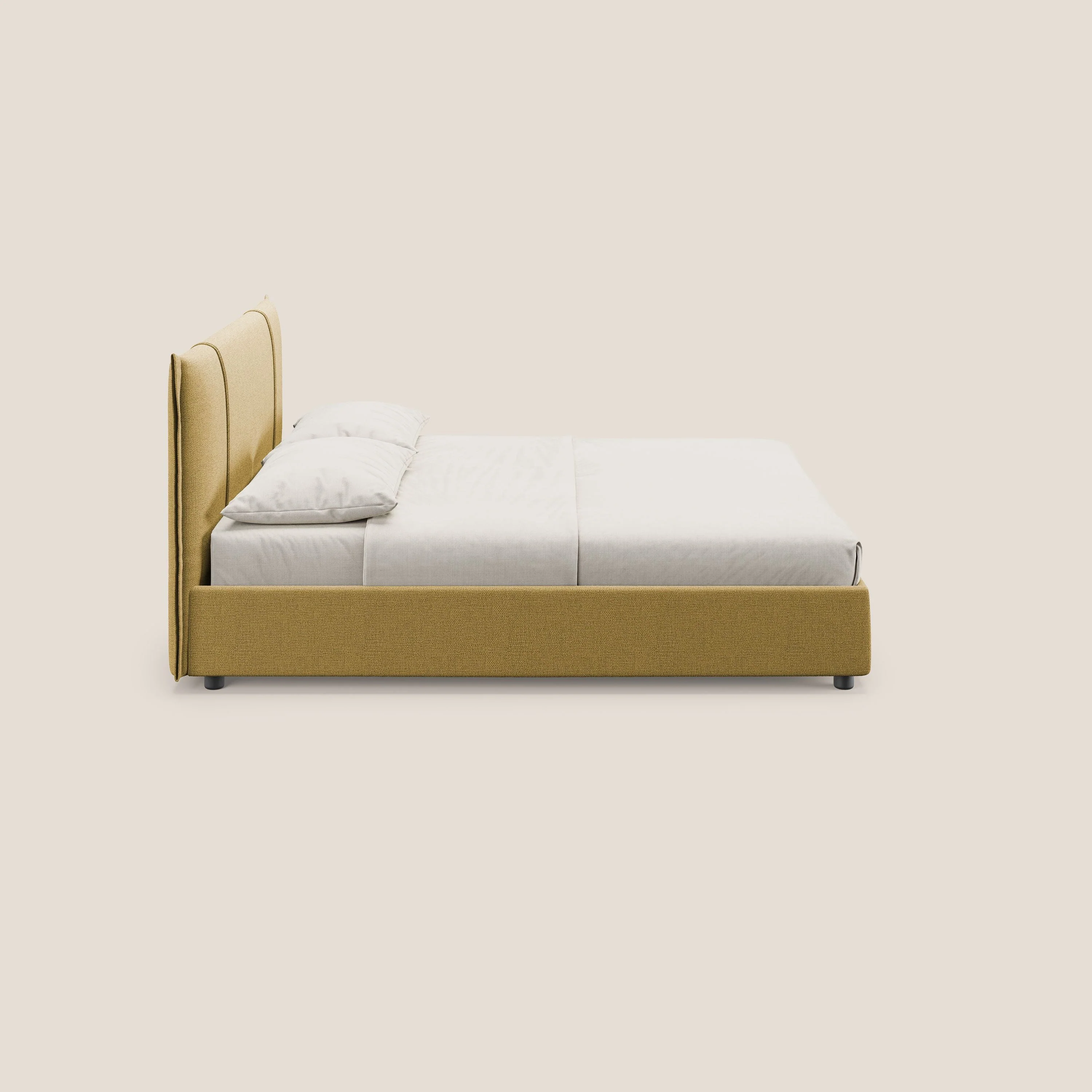 Alicia lit rembourré avec coffre de rangement en tissu imperméable T14 jaune - Image 4