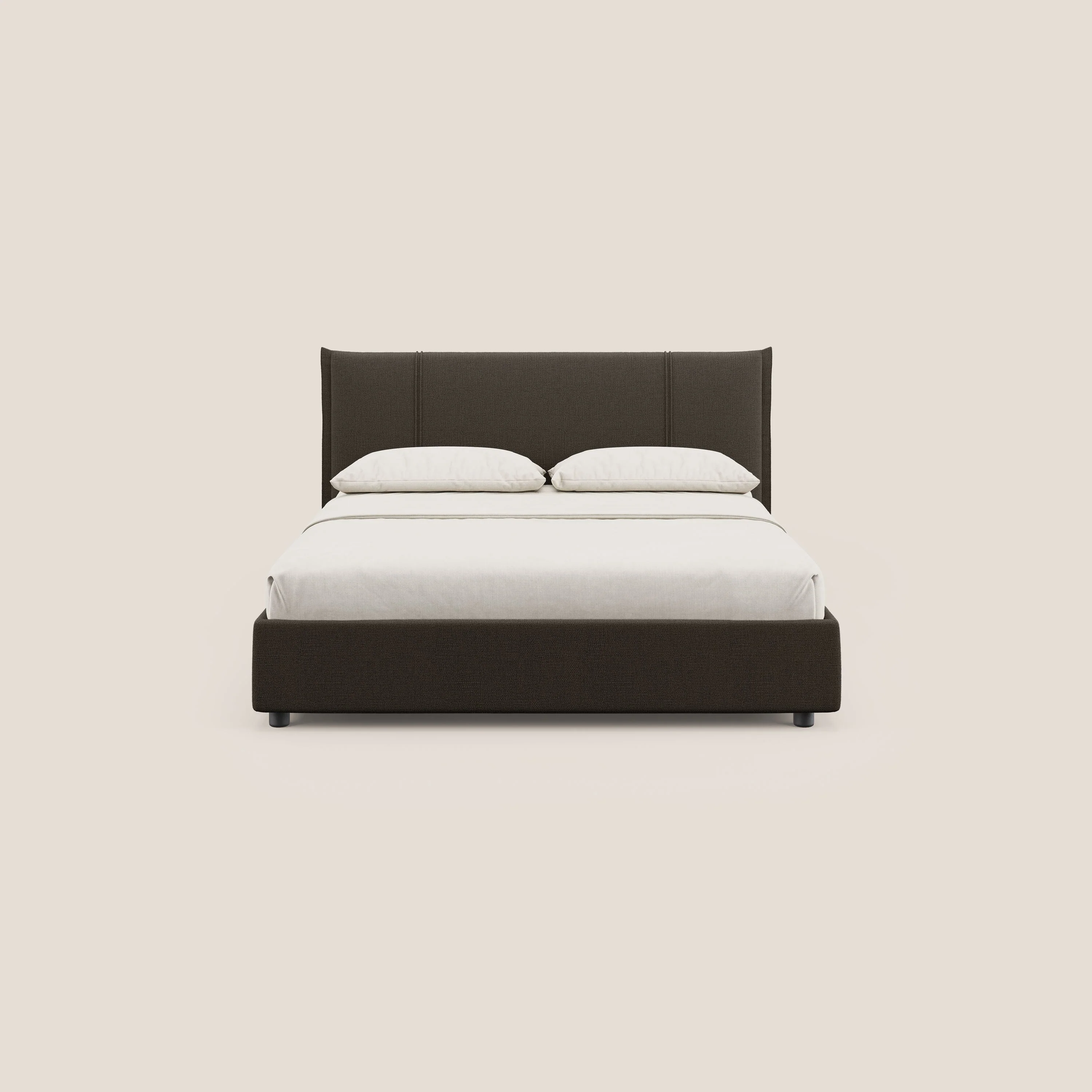 Alicia lit rembourré avec coffre de rangement en tissu imperméable T14 marron - Image 3