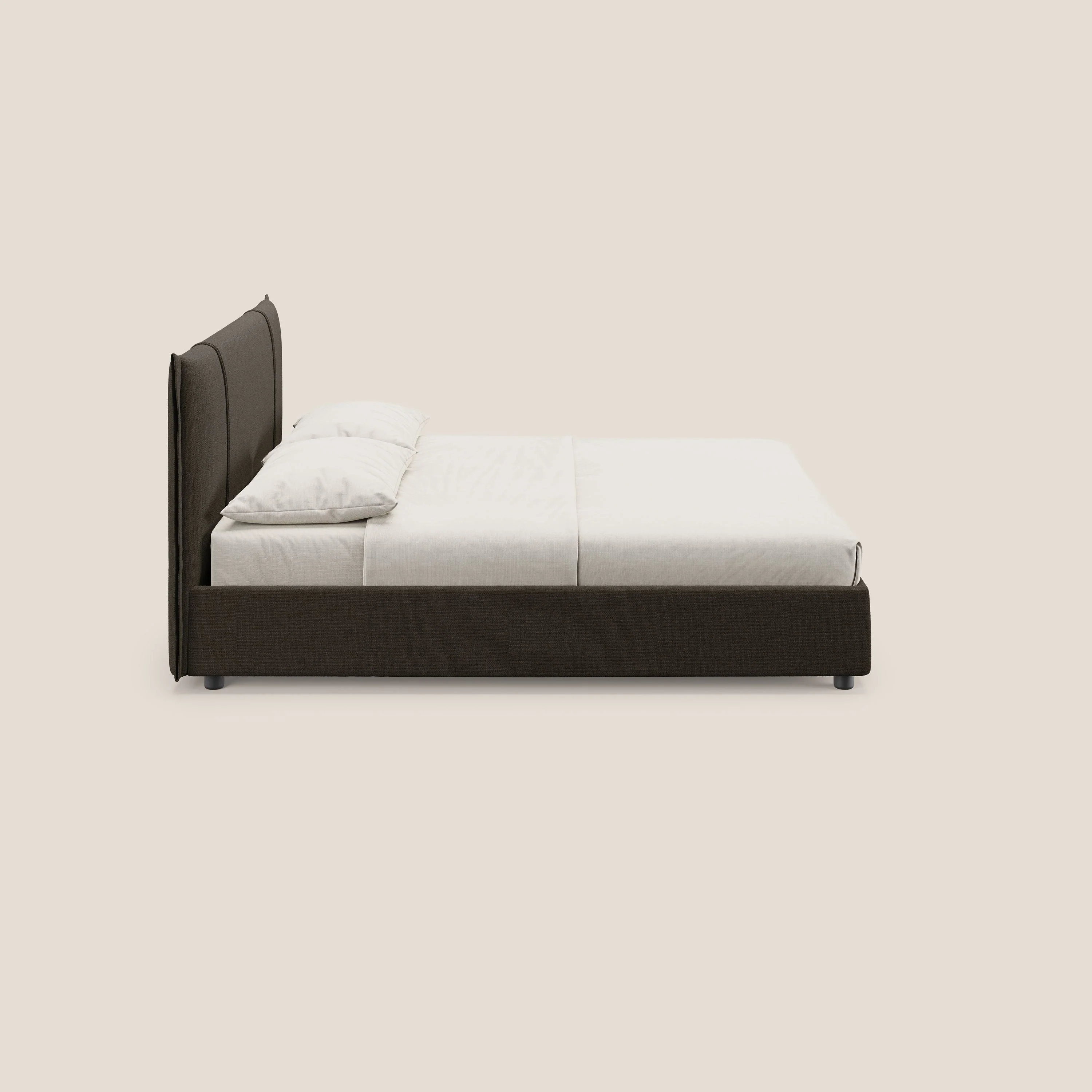 Alicia lit rembourré avec coffre de rangement en tissu imperméable T14 marron - Image 4