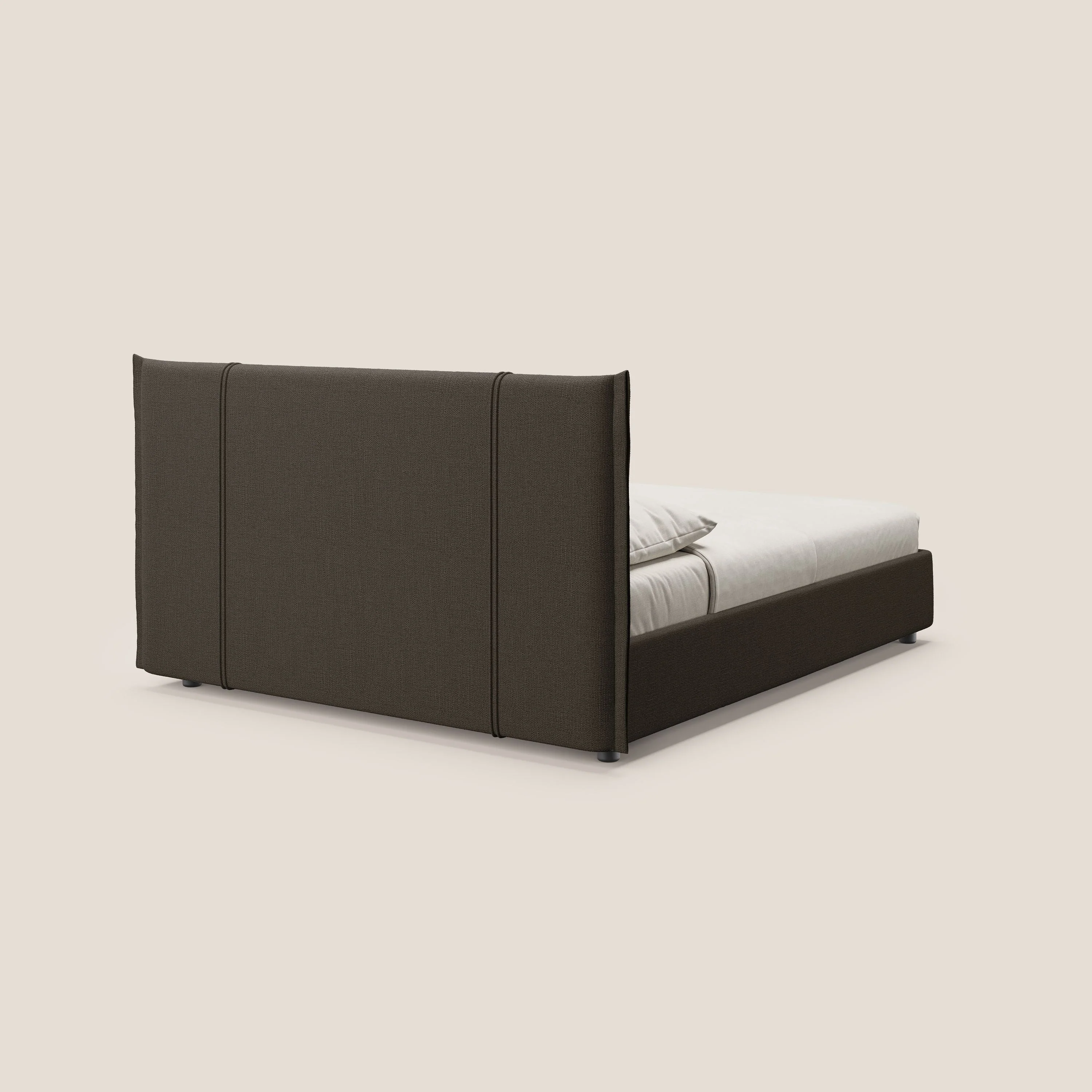 Alicia lit rembourré avec coffre de rangement en tissu imperméable T14 marron - Image 5