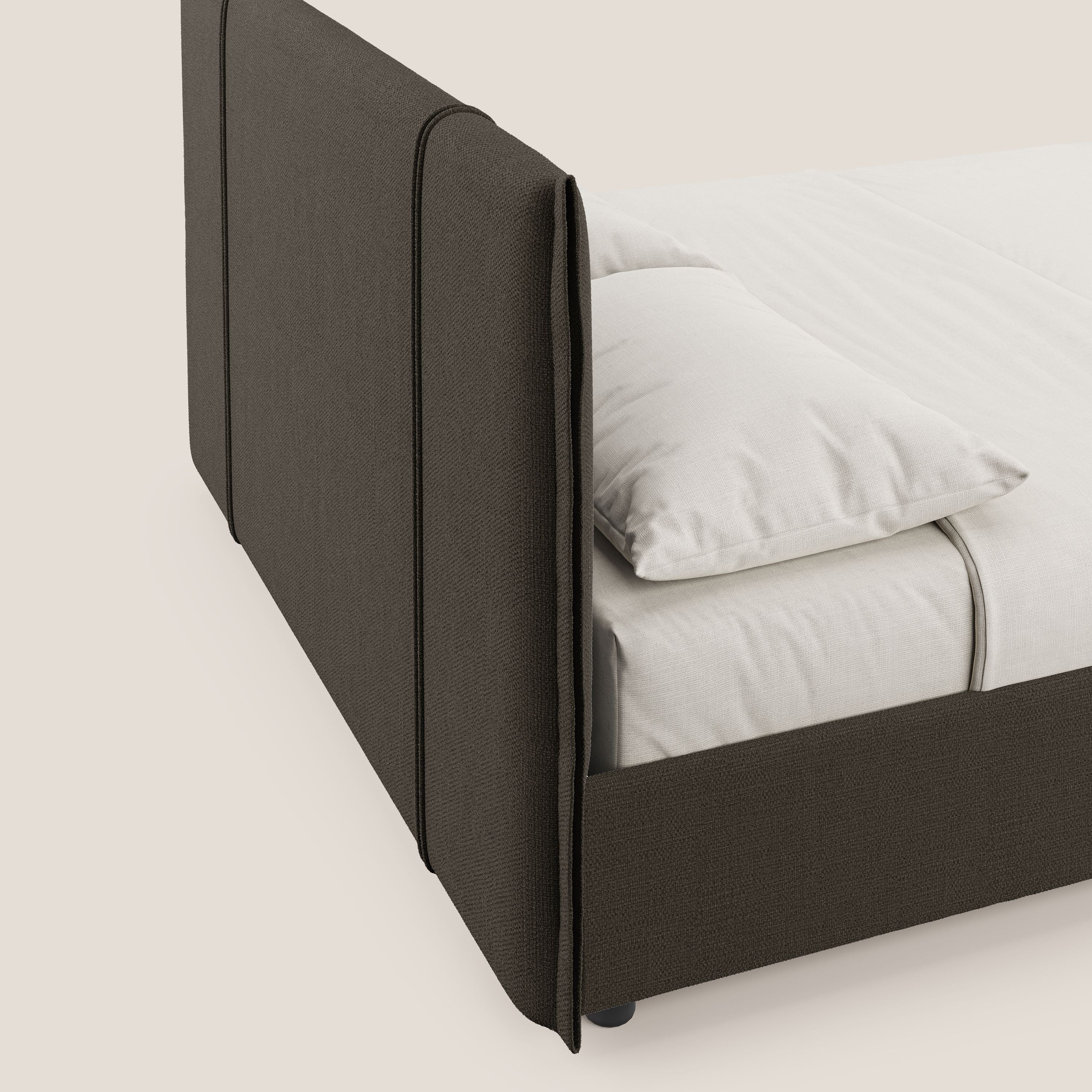 Alicia lit rembourré avec coffre de rangement en tissu imperméable T14 marron - Image 7