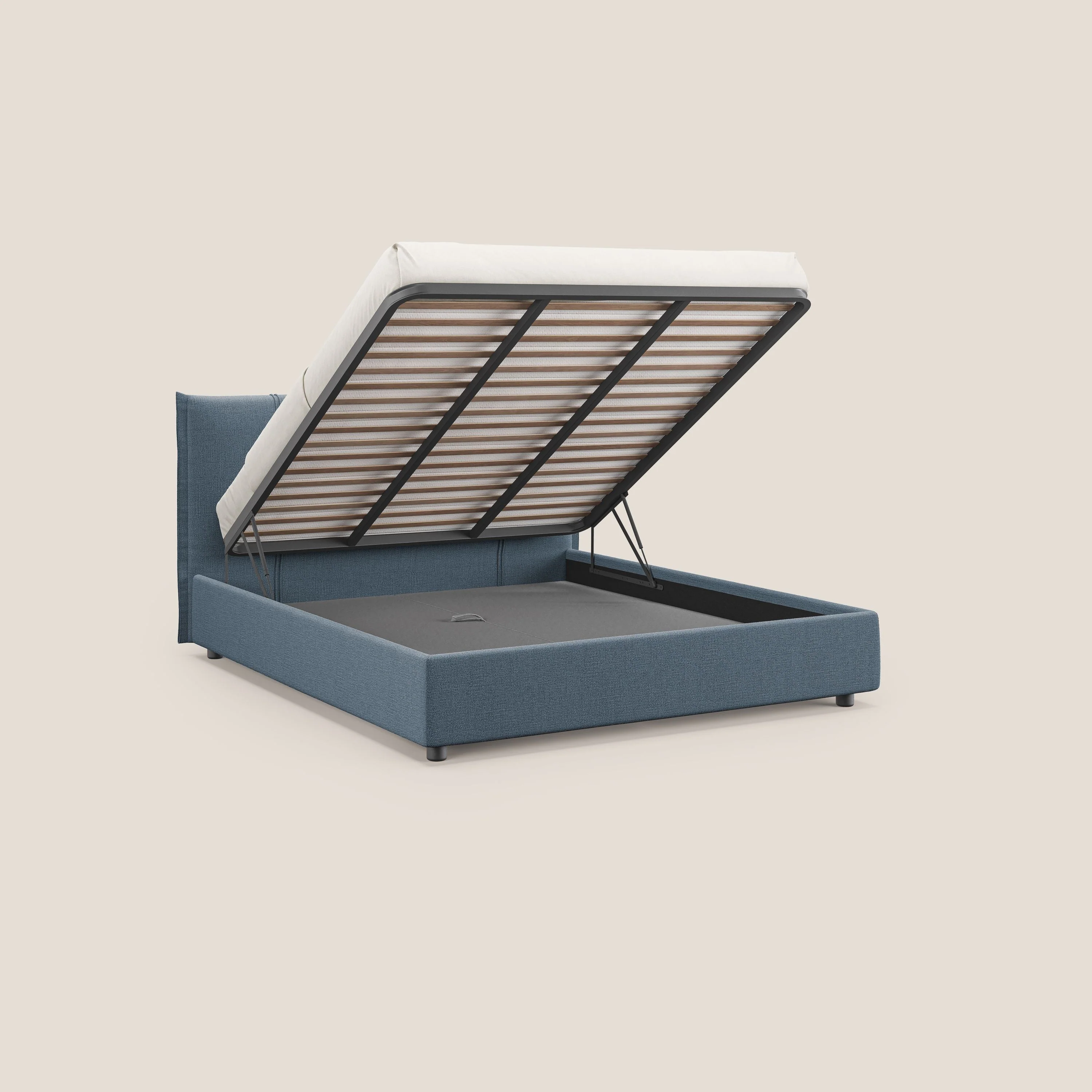 Alicia lit rembourré avec coffre de rangement en tissu imperméable T14 sucre glace - Image 2