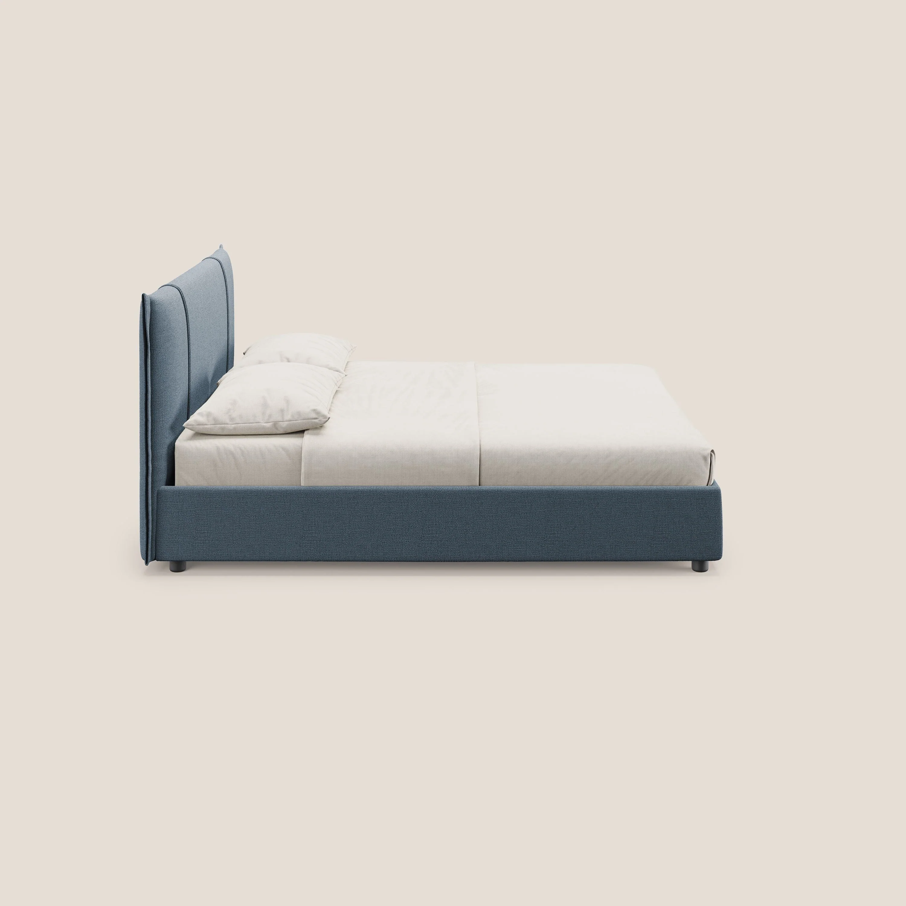 Alicia lit rembourré avec coffre de rangement en tissu imperméable T14 sucre glace - Image 4